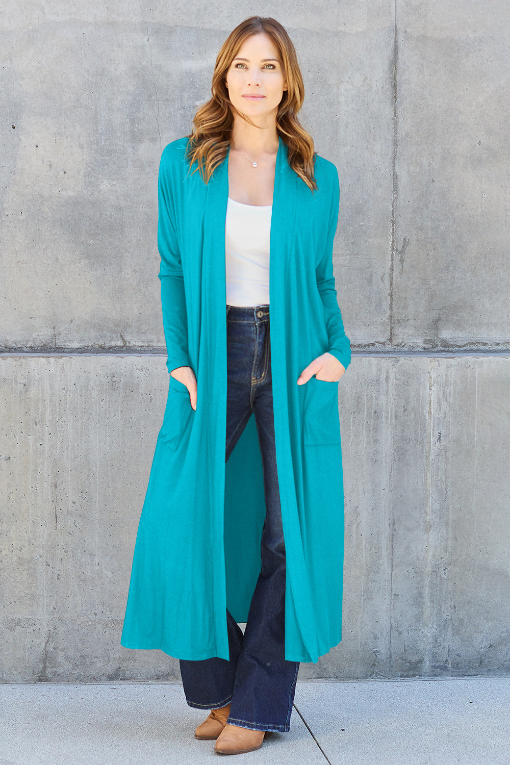 Basic Bae Full Size Open Front Long Sleeve Cover Up 12500 | Gulf Resellers