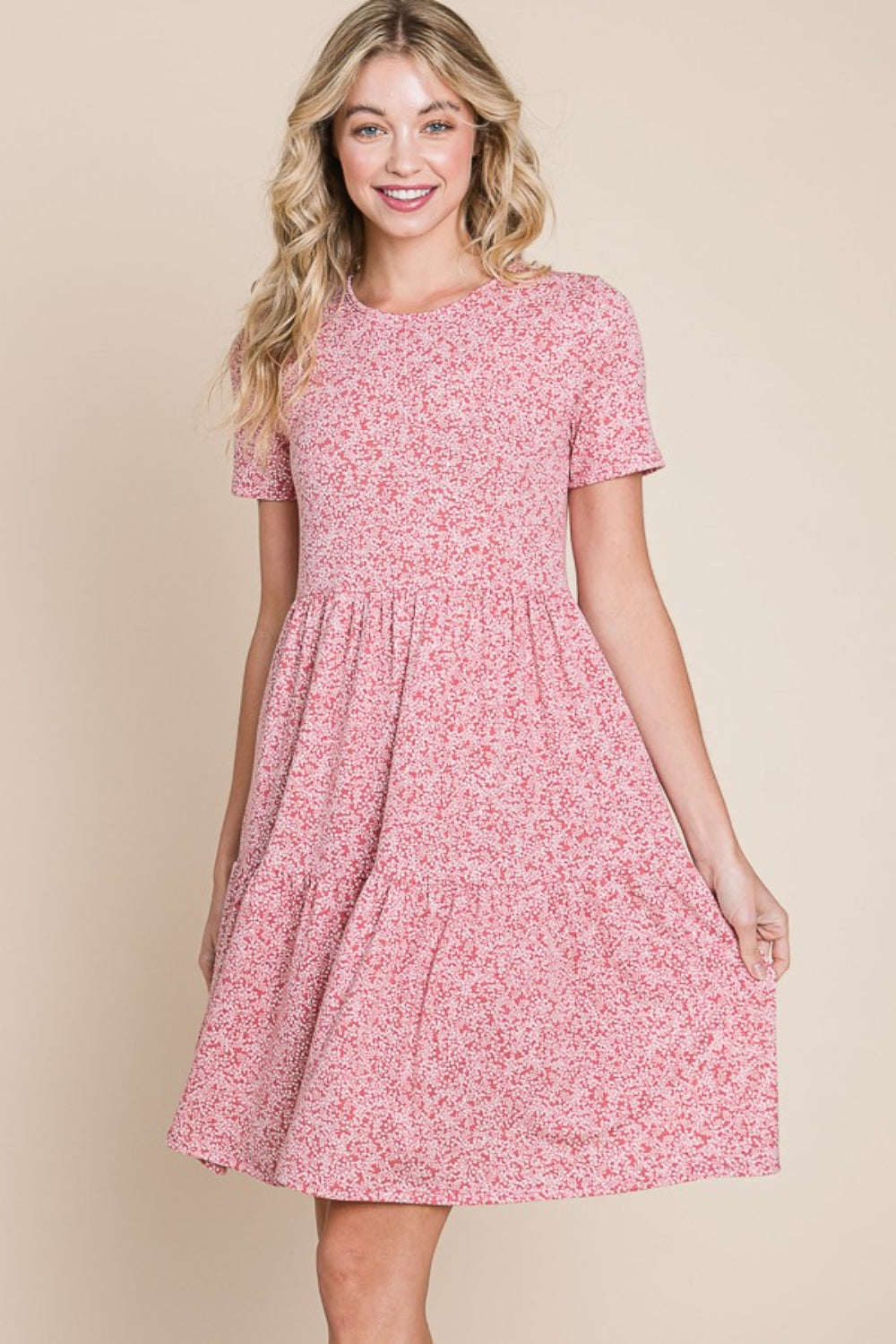 BOMBOM Printed Short Sleeve Mini Dress 6072 | Gulf Resellers