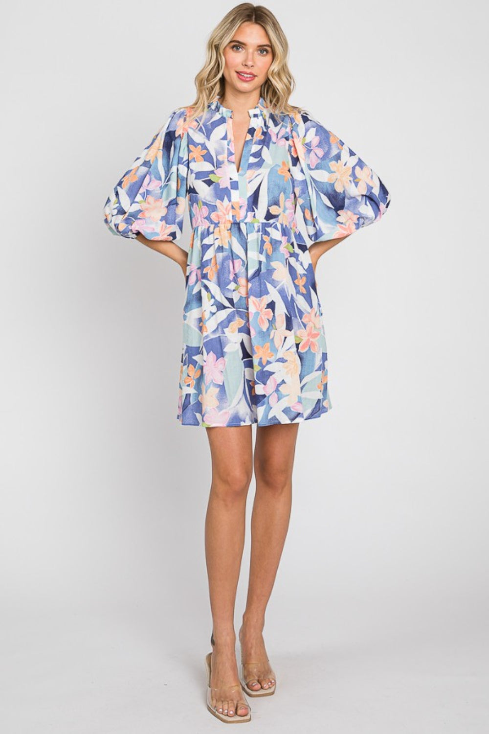 GeeGee Floral Print Mini Dress 7709 | Gulf Resellers