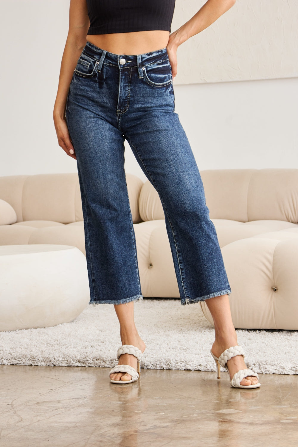 RFM Full Size Tummy Control High Waist Raw Hem Jeans 5012 | Gulf Resellers