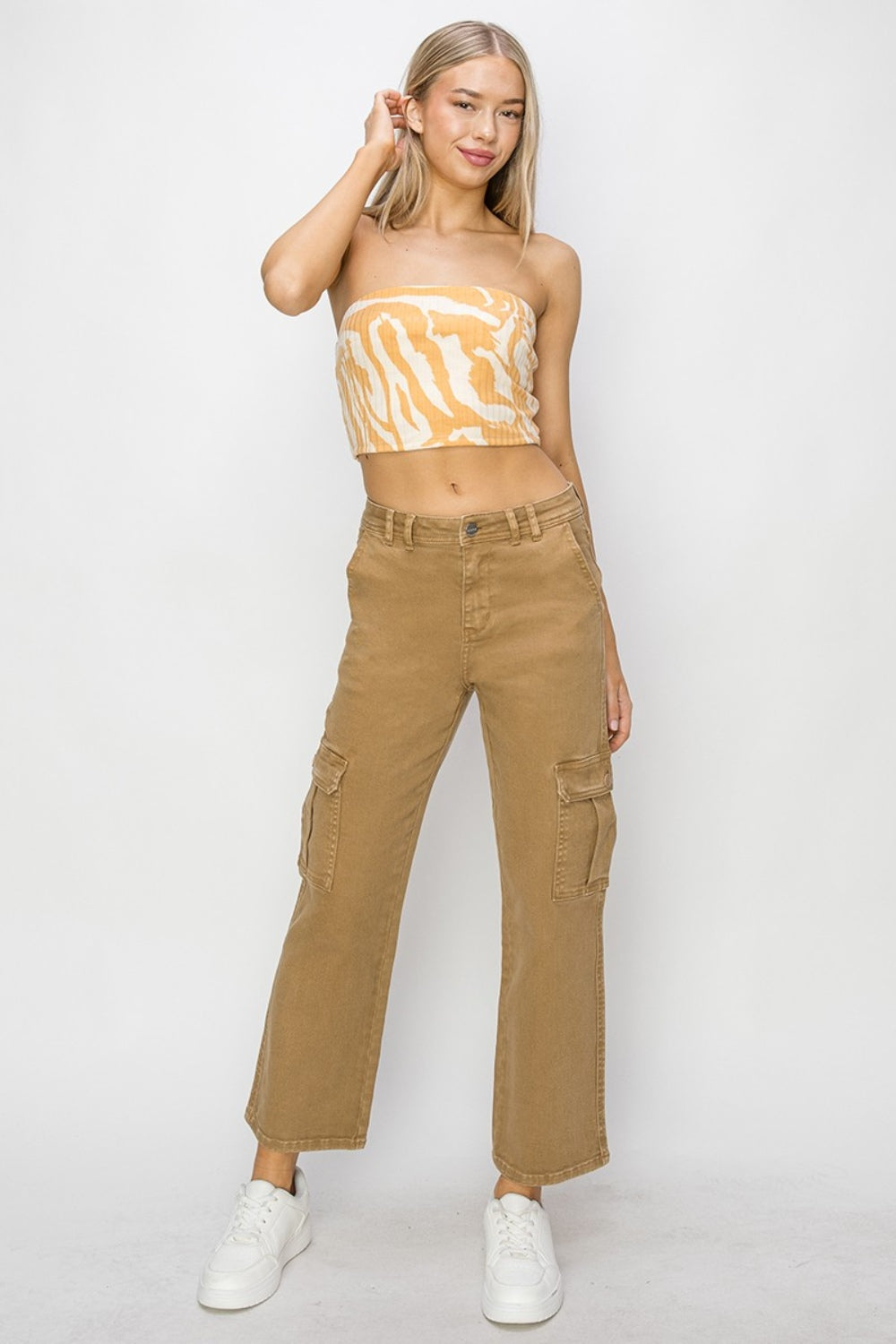 Risen Full Size High Rise Cargo Jeans 10653 | Gulf Resellers