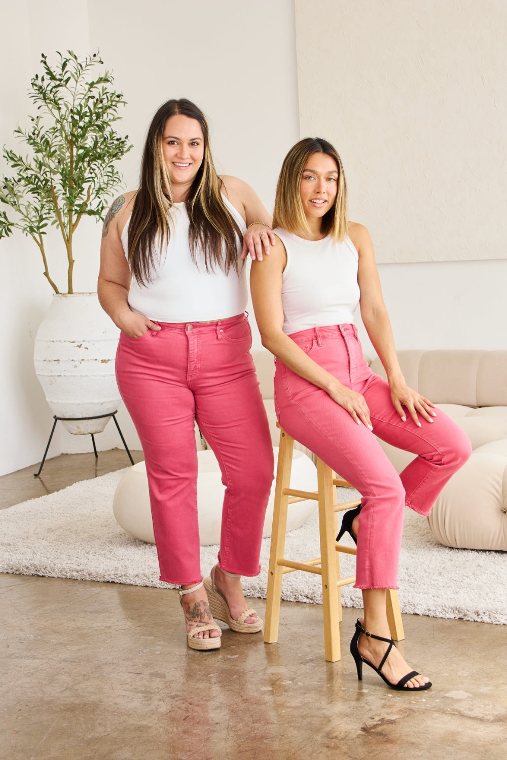 RFM Crop Dylan Full Size Tummy Control High Waist Raw Hem Jeans 4944 | Gulf Resellers