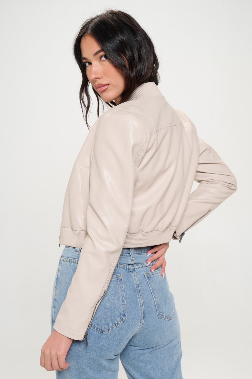Coalition LA Zip Up Cropped Bomber Jacket 13493 | Gulf Resellers