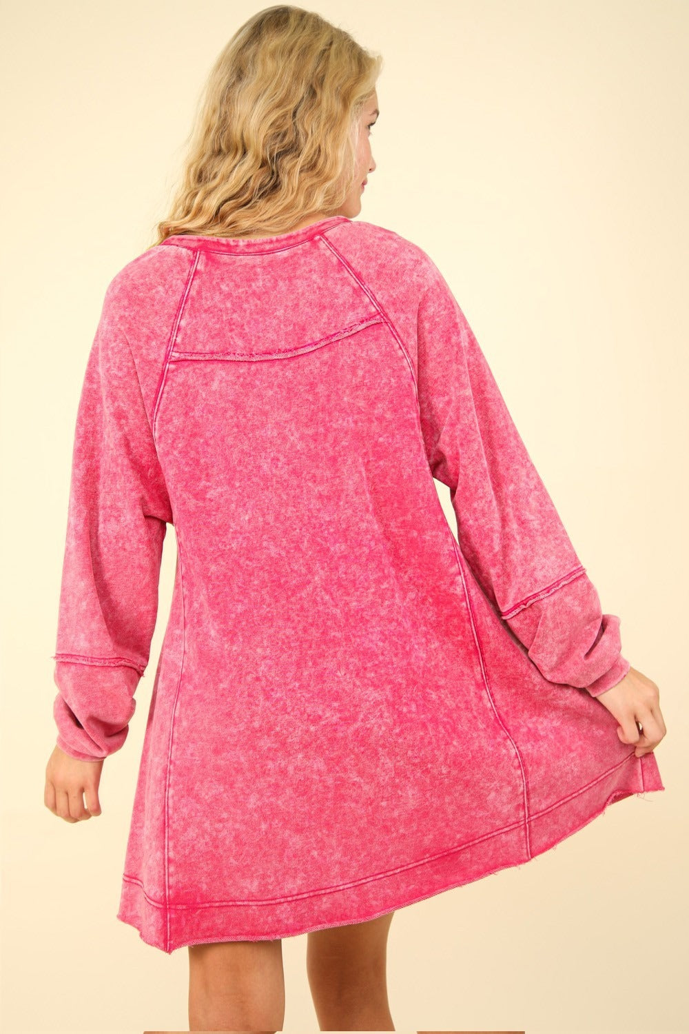 VERY J Mineral Washed Oversized A-Line Mini Dress 9286 | Gulf Resellers