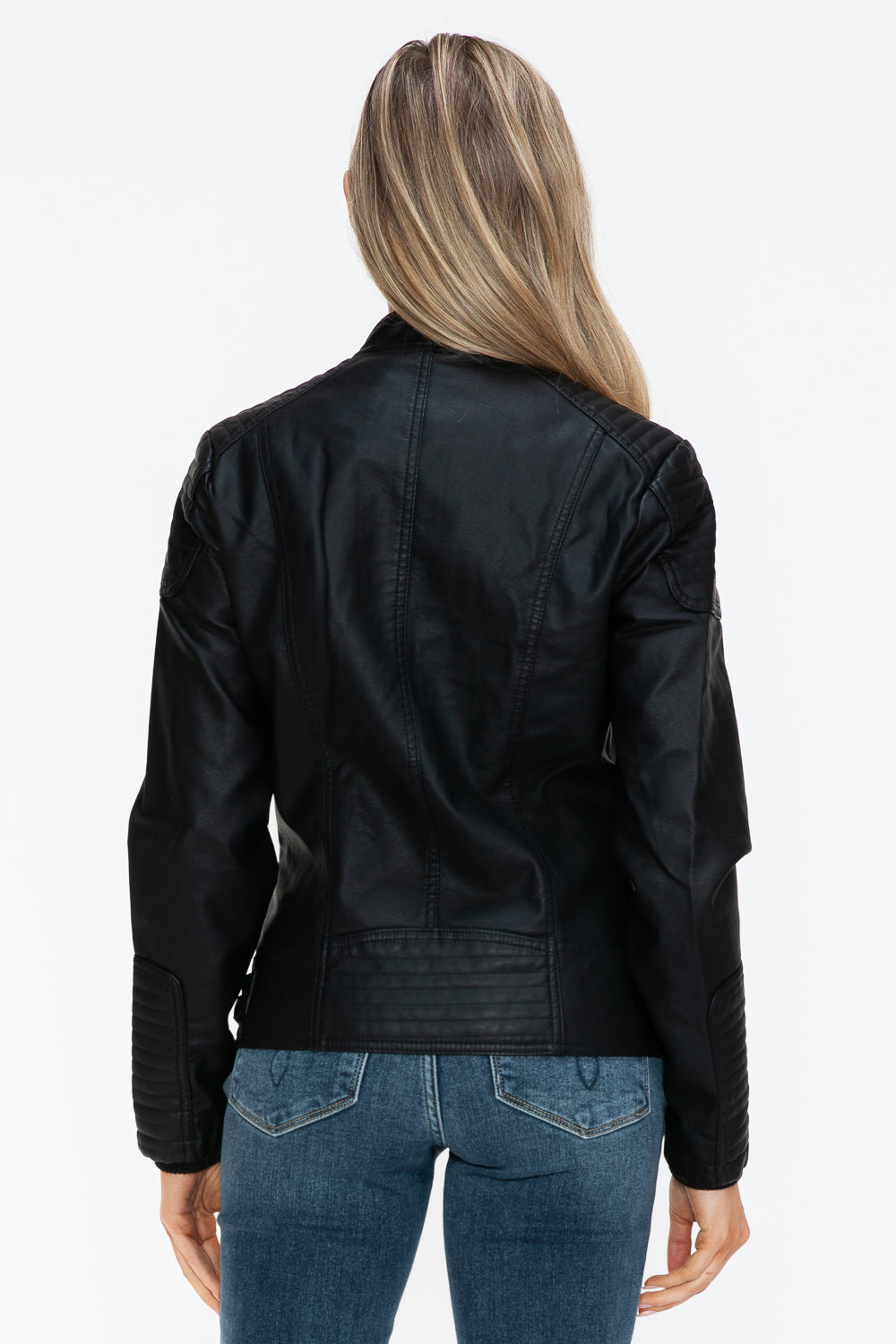 Snobbish Faux Leather Biker Jacket with Side Zip Pockets 15504 | Gulf Resellers