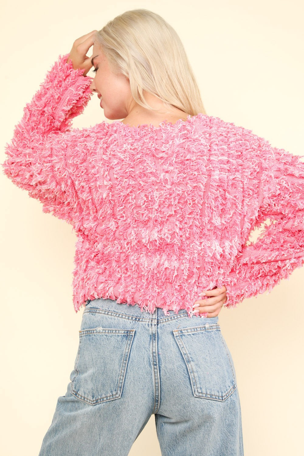 VERY J Shaggy Yarn Knit Zip Up Jacket 13254 | Gulf Resellers