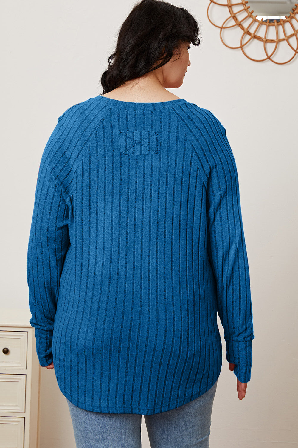 Basic Bae Full Size Ribbed Thumbhole Sleeve T-Shirt | Gulf Resellers