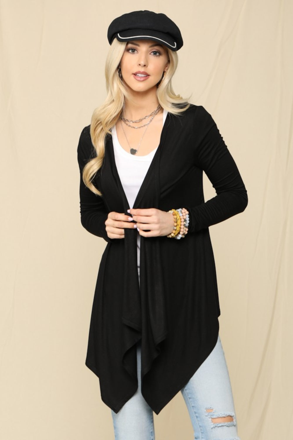 Celeste Full Size Open Front Knit Cardigan 10401 | Gulf Resellers