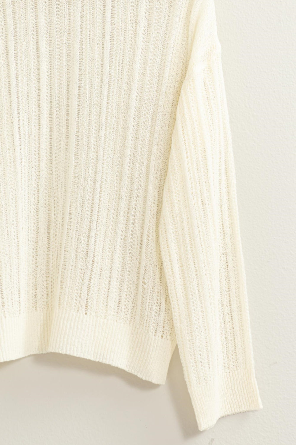HYFVE Openwork Ribbed Trim Long Sleeve Knit Top | Gulf Resellers