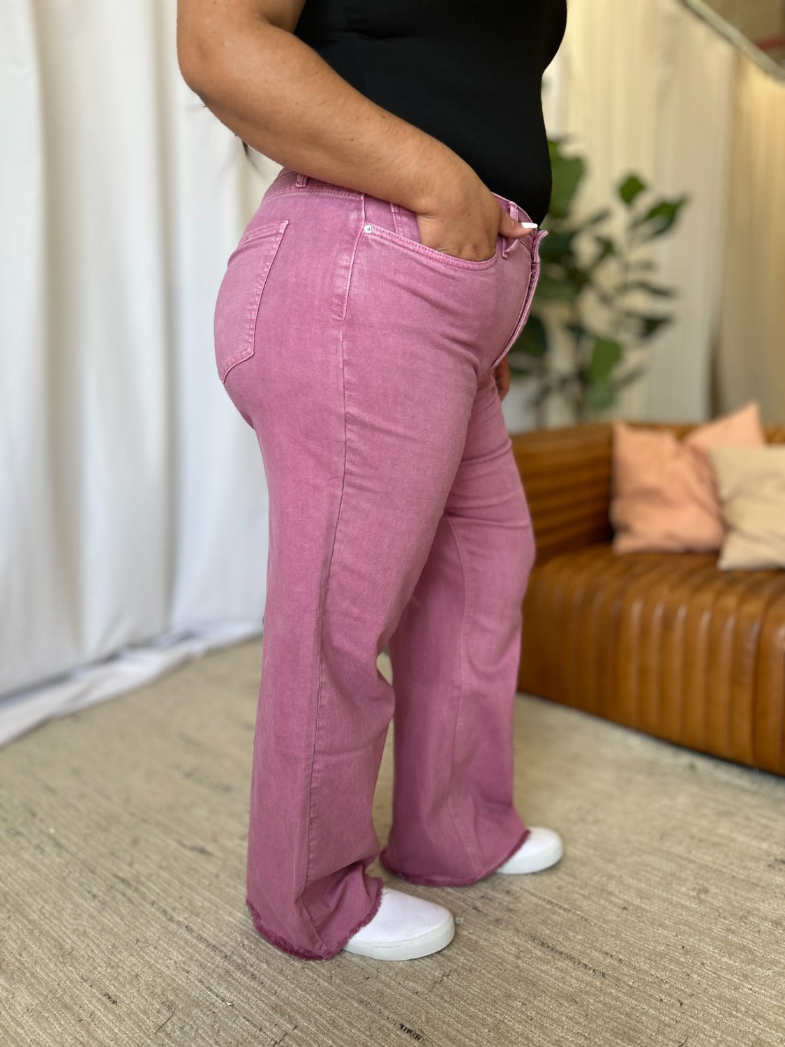 RFM Full Size High Rise Garment Dye Wide Leg Jeans 11160 | Gulf Resellers