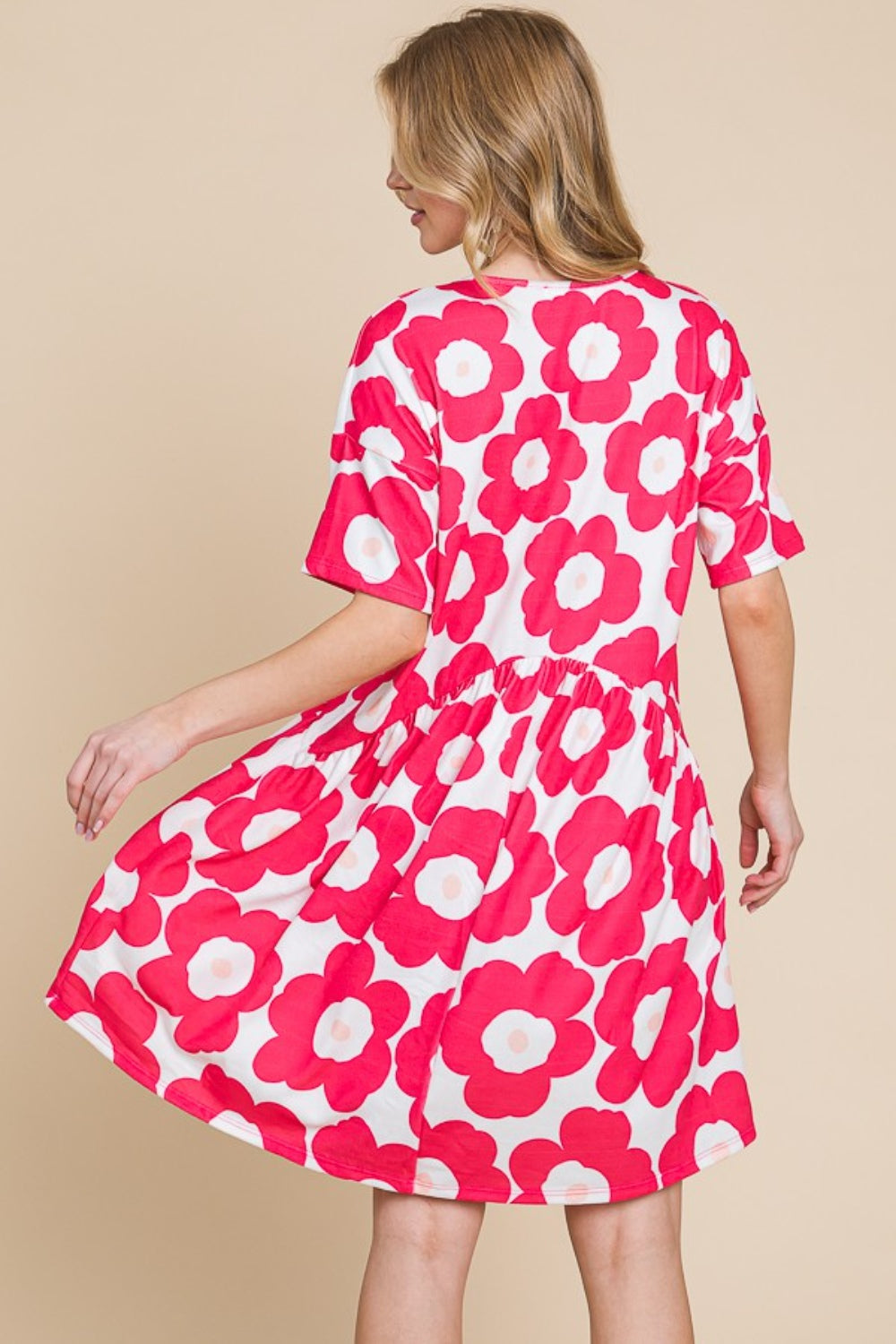 BOMBOM Flower Print Ruched Dress 5422 | Gulf Resellers