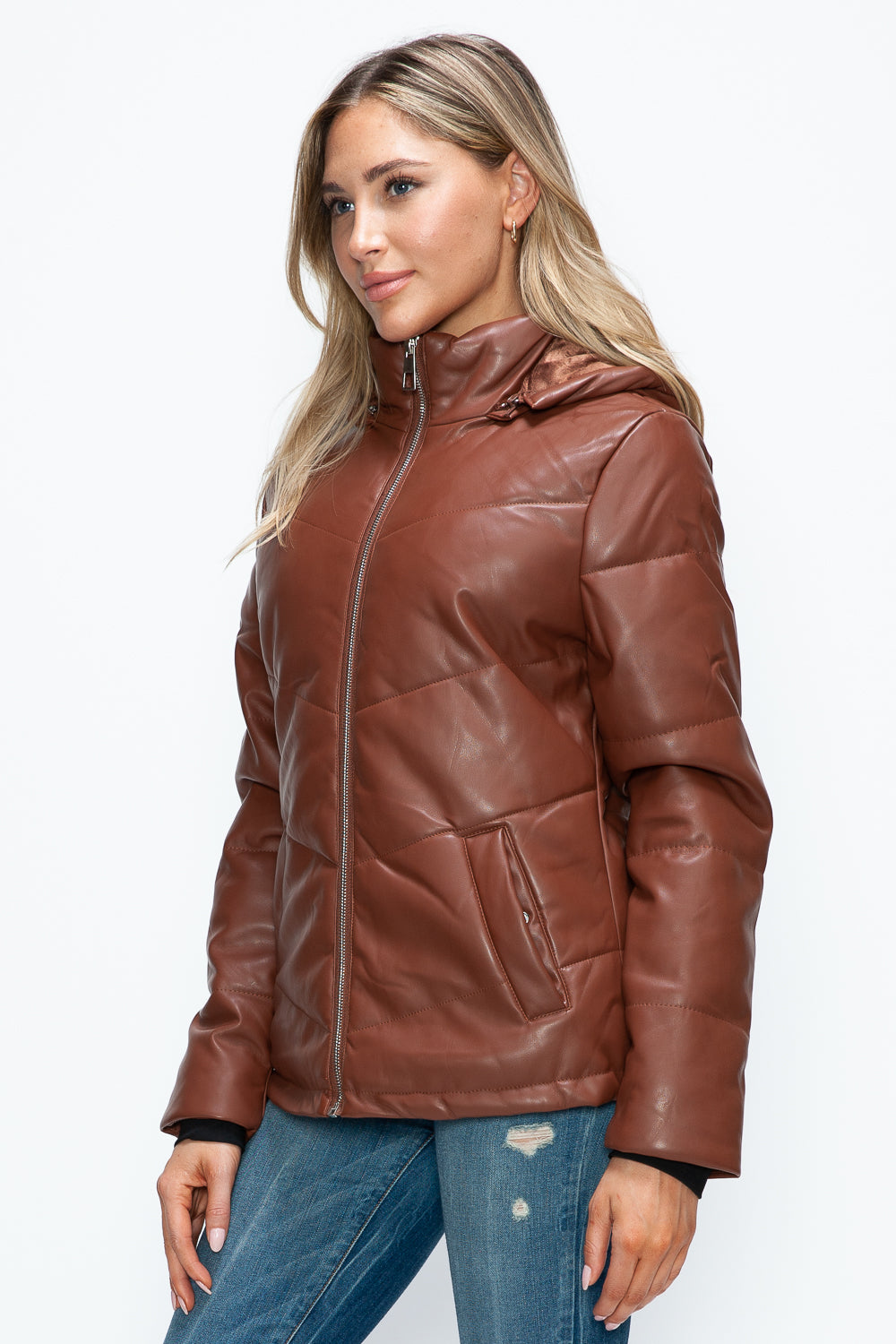 How Dare U Pocketed Zip Up Puffer Jacket with Removable Hood 16123 | Gulf Resellers