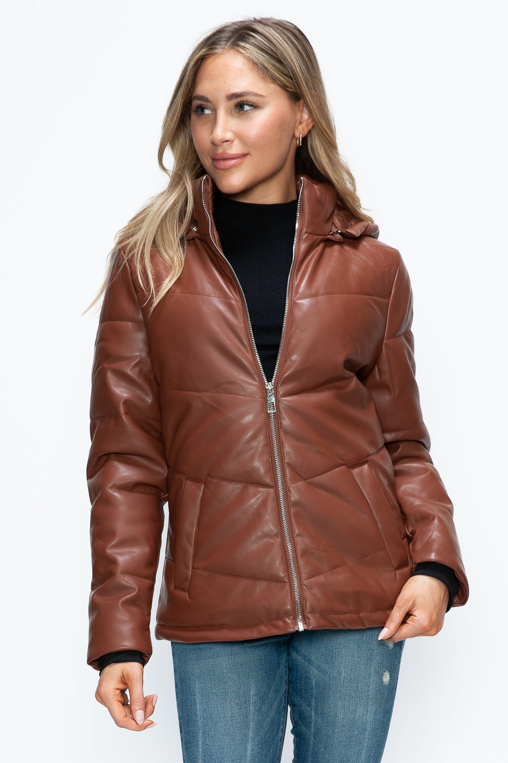 How Dare U Pocketed Zip Up Puffer Jacket with Removable Hood 16119 | Gulf Resellers