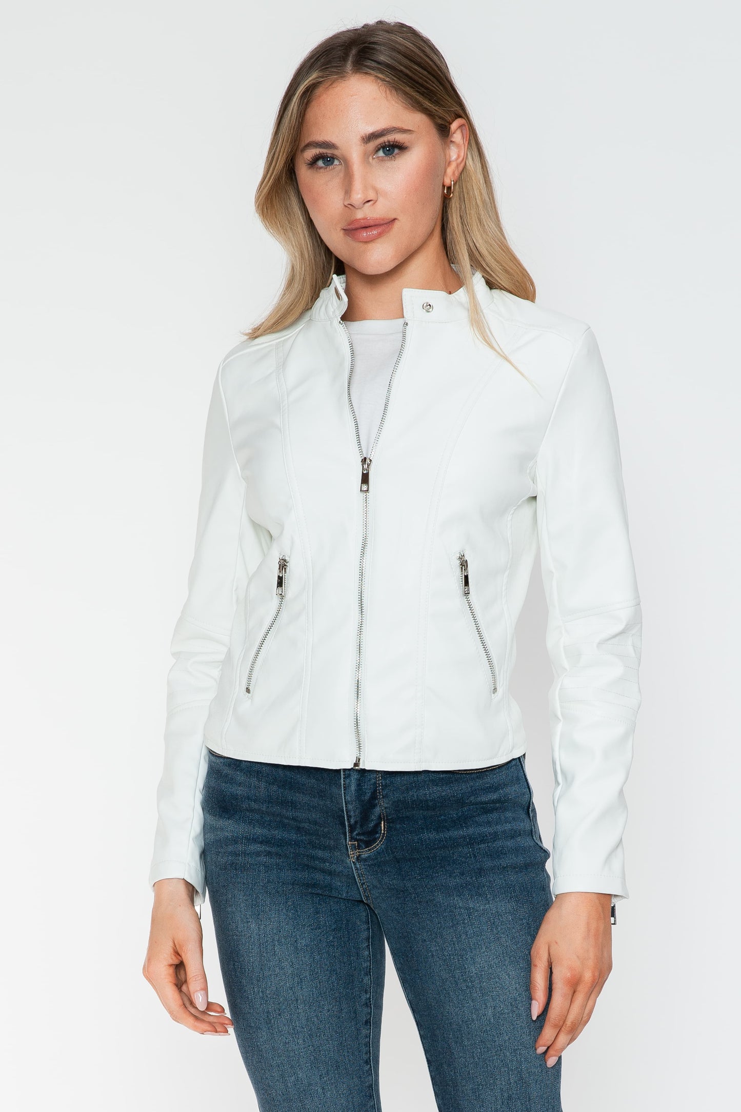 Snobbish PU Leather Zip Up Jacket with Pockets 15716 | Gulf Resellers