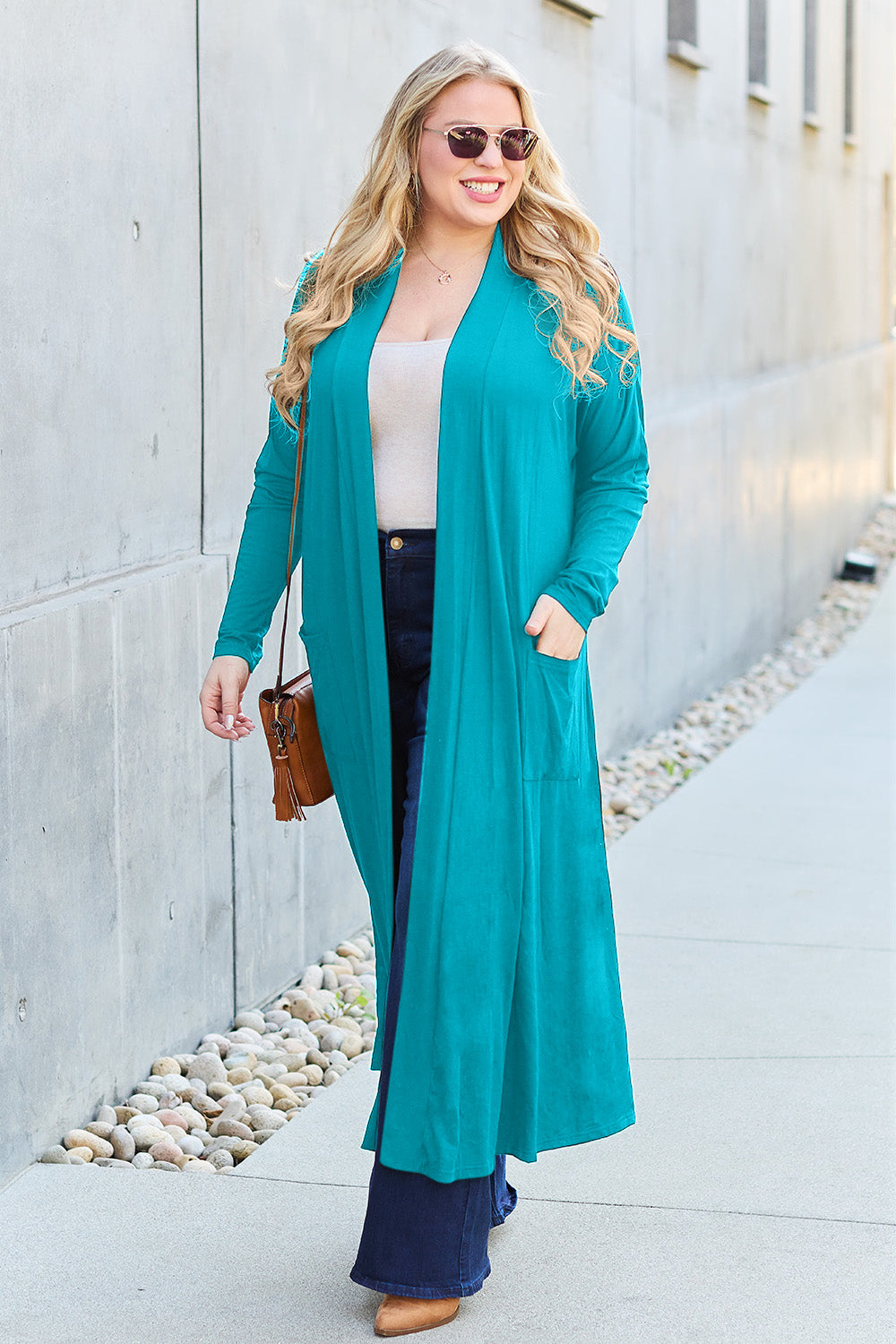 Basic Bae Full Size Open Front Long Sleeve Cover Up 12503 | Gulf Resellers