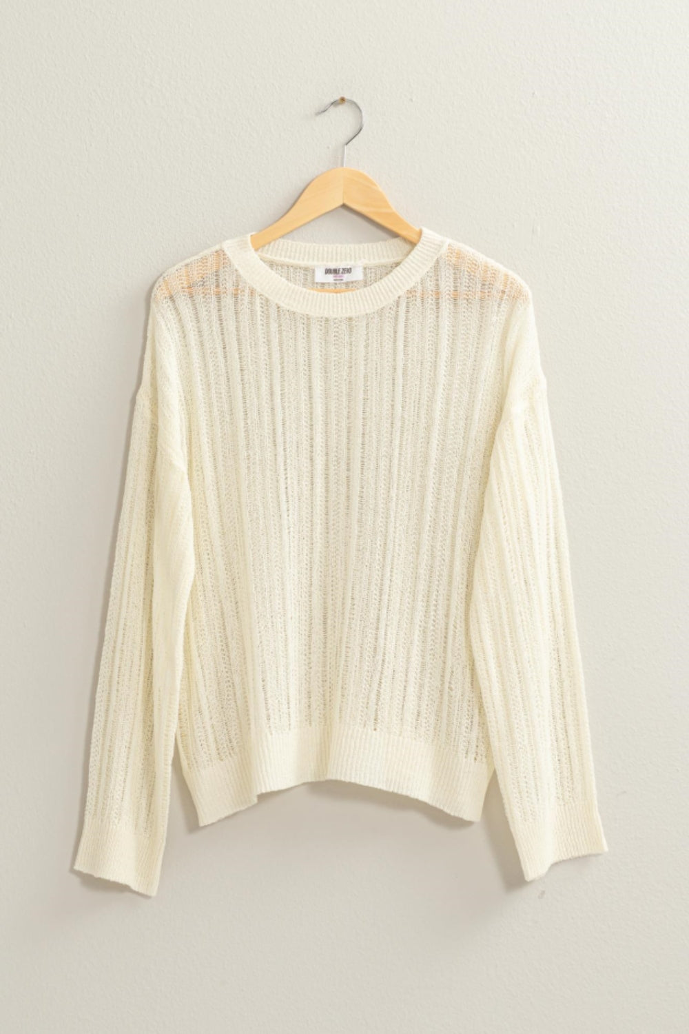 HYFVE Openwork Ribbed Trim Long Sleeve Knit Top | Gulf Resellers