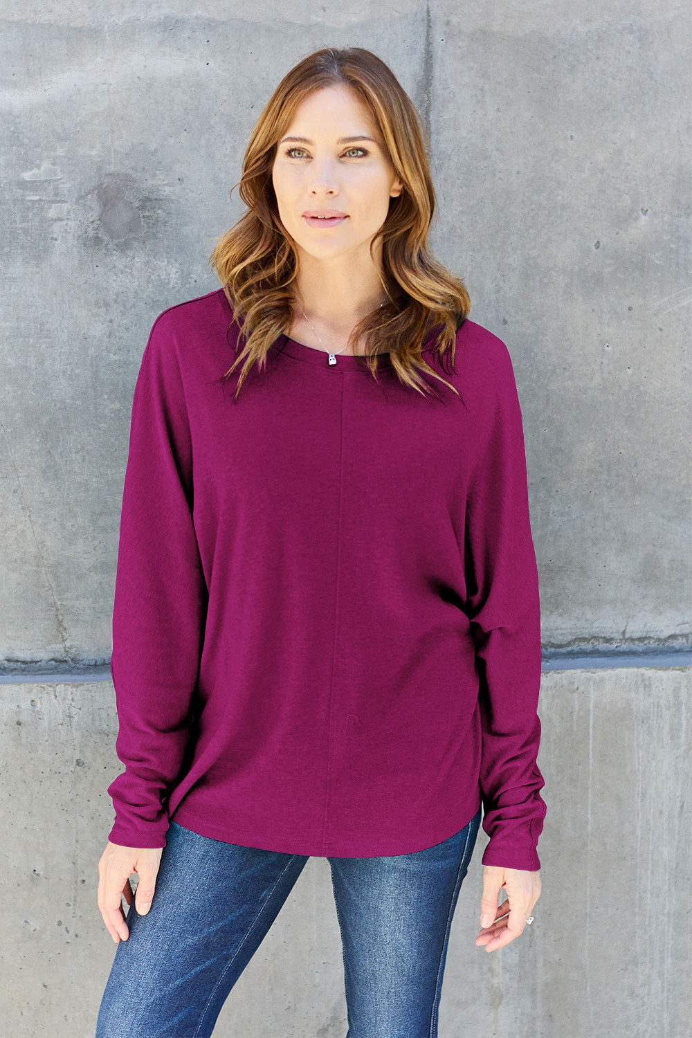 Double Take Full Size Round Neck Long Sleeve T-Shirt | Gulf Resellers