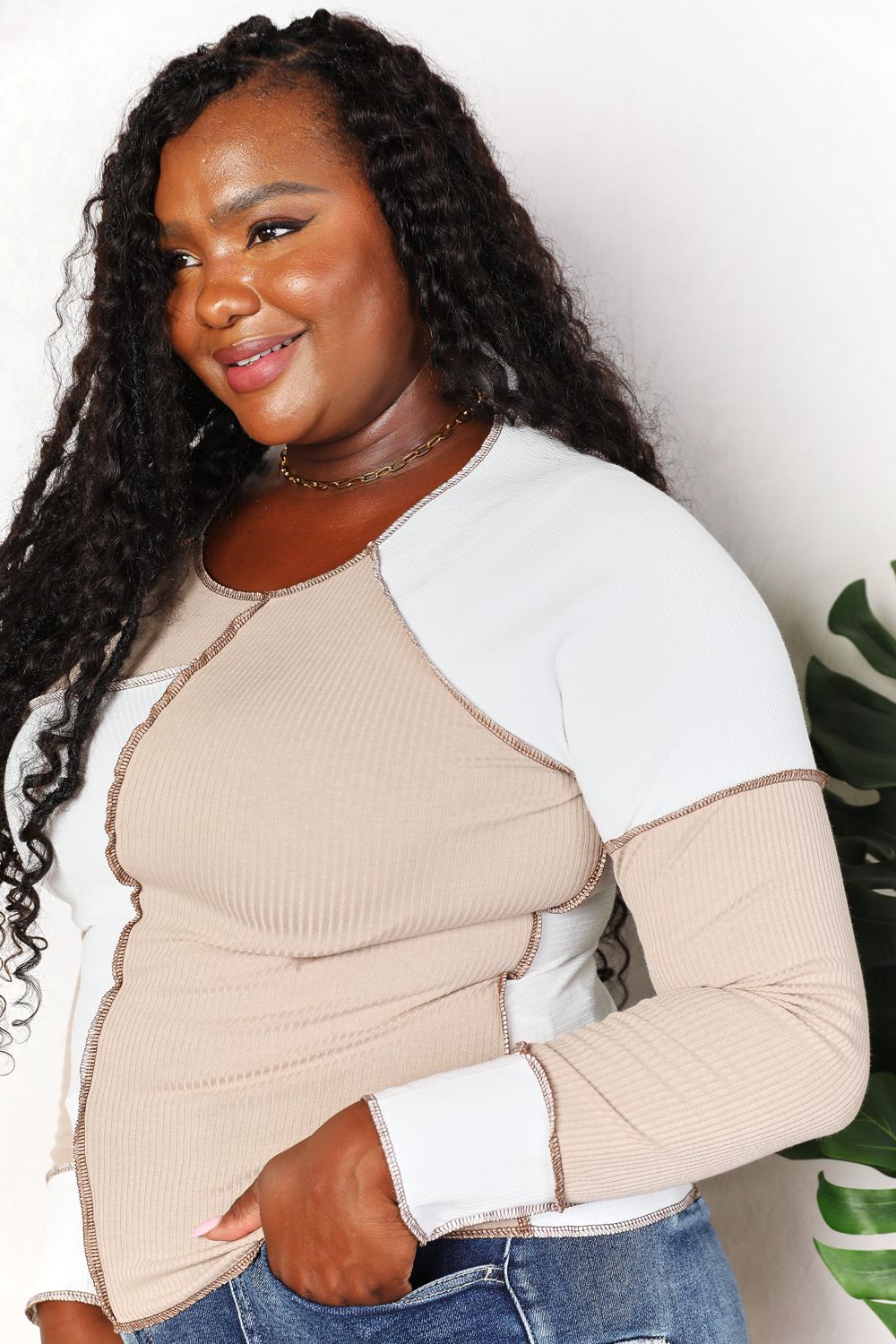 Double Take Color Block Exposed Seam Top | Gulf Resellers