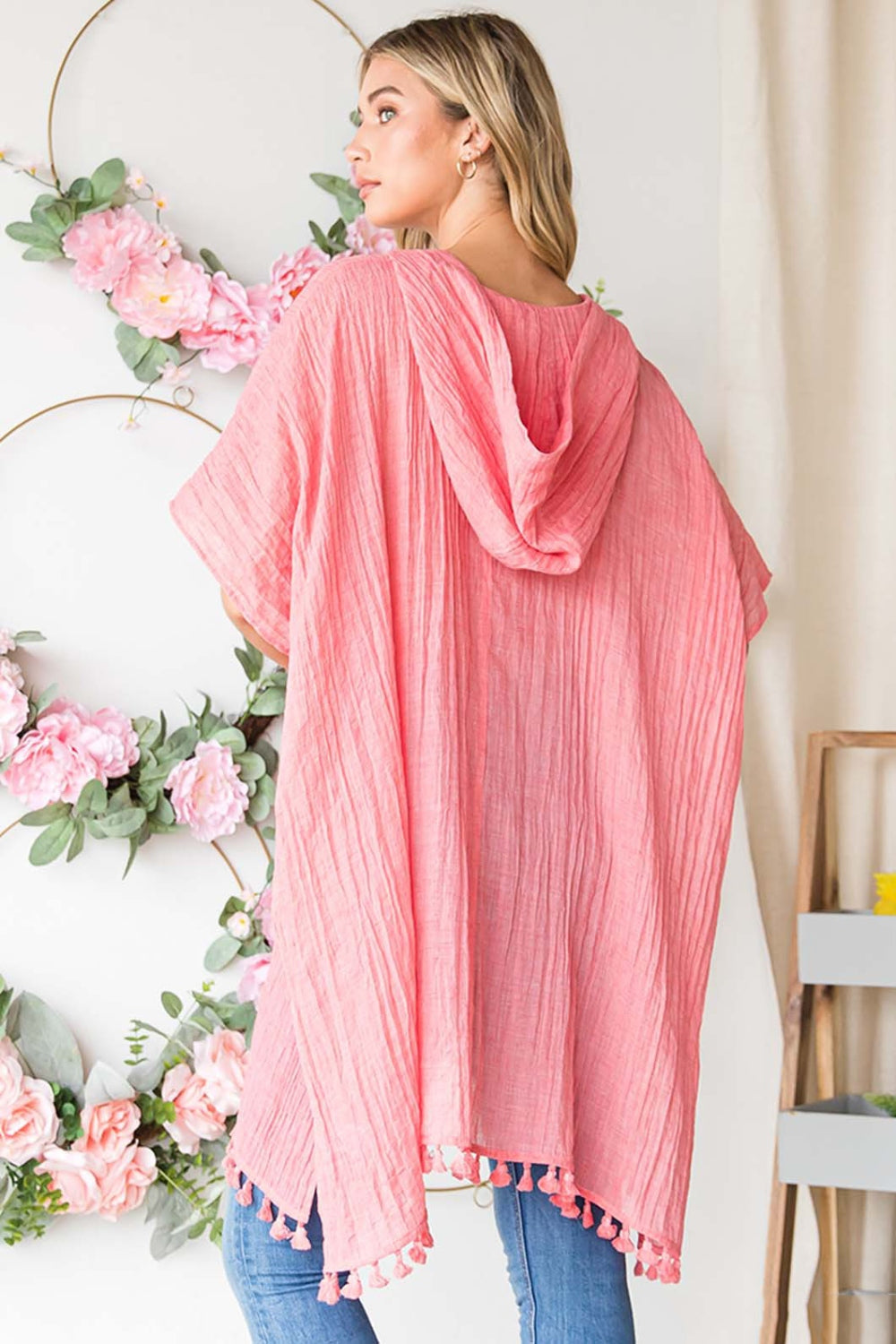 Cotton Bleu by Nu Label Tassel Hem Hooded Cover Up 13539 | Gulf Resellers