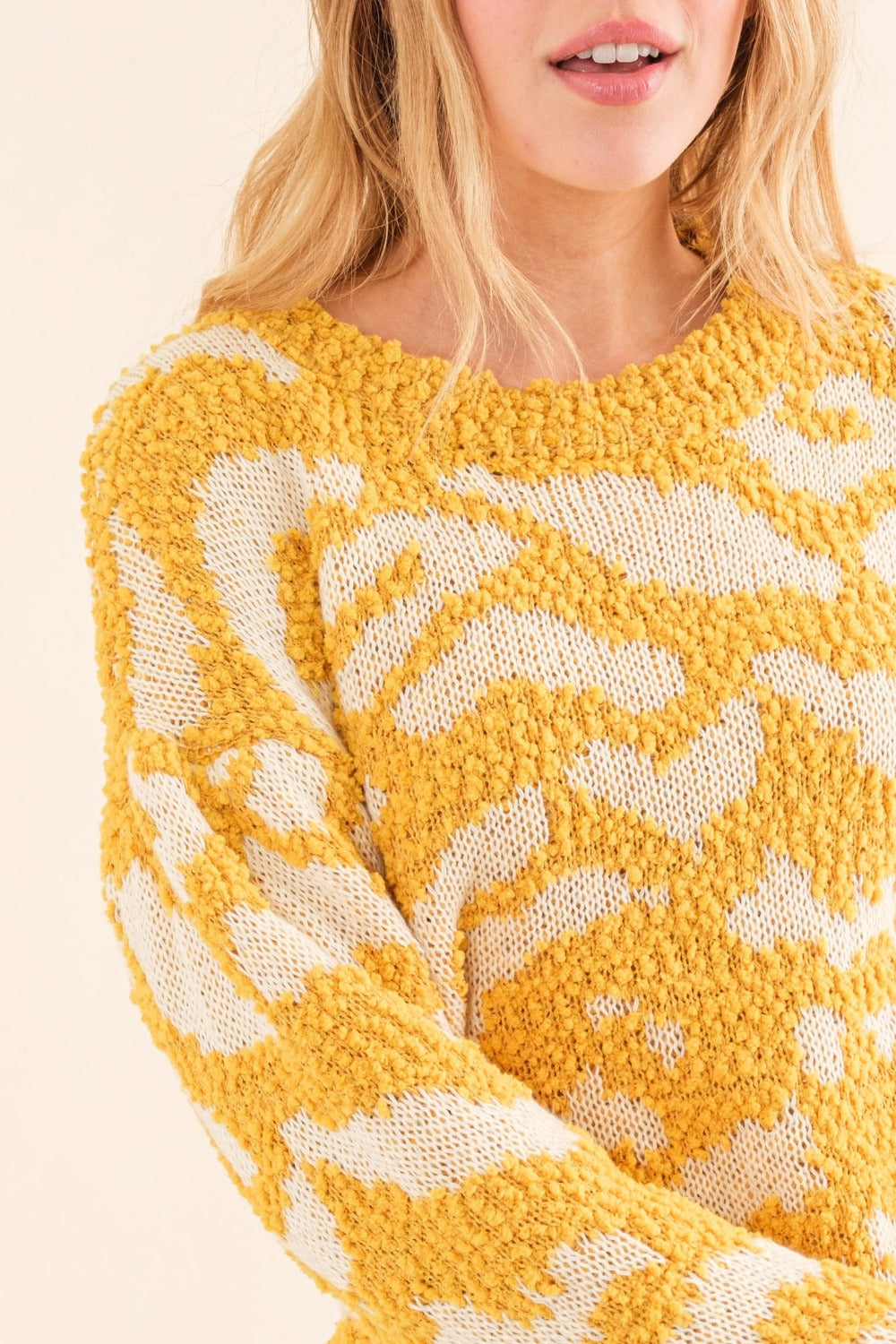 And The Why Full Size Textured Pattern Contrast Sweater 11768 | Gulf Resellers