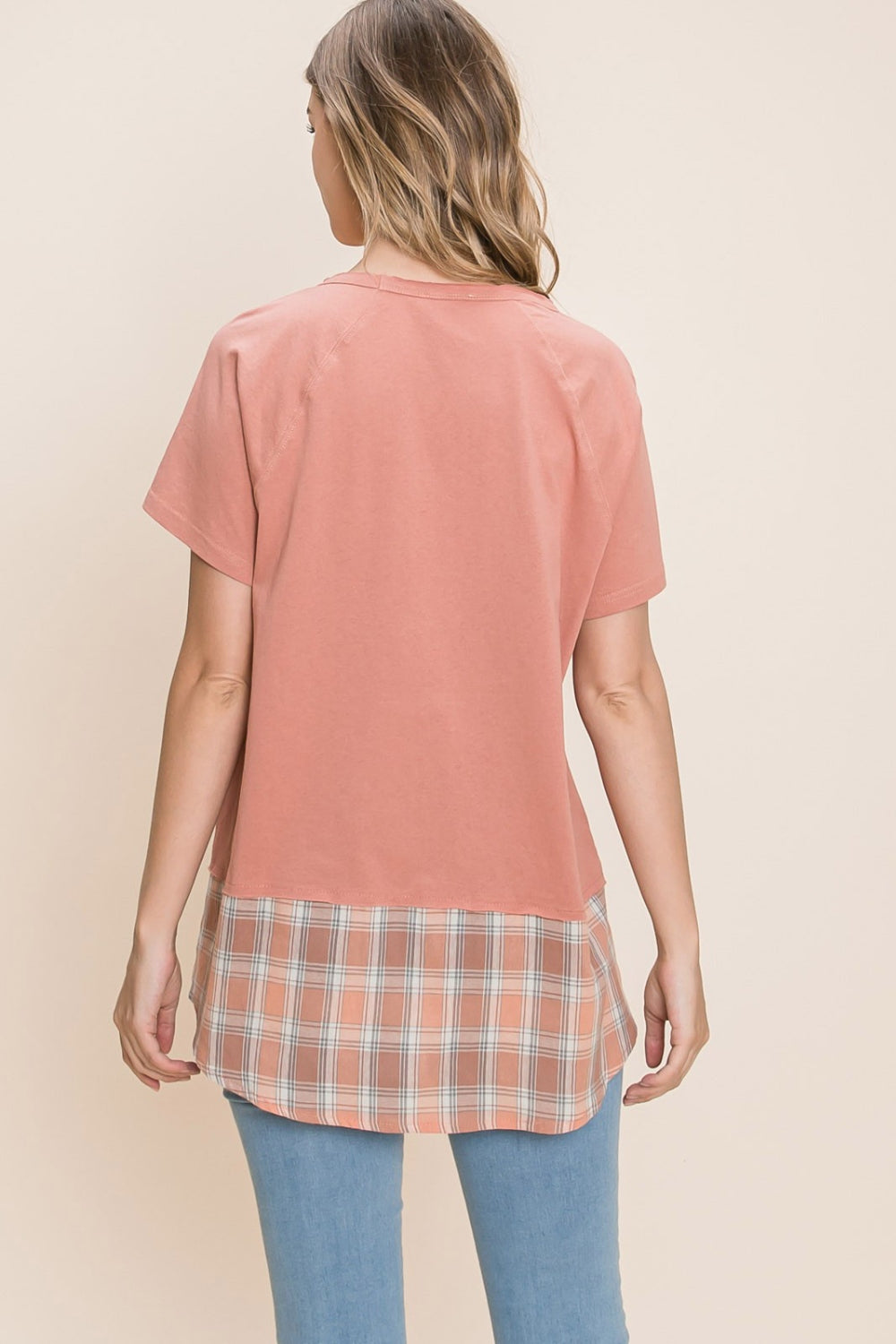 Cotton Bleu by Nu Lab Plaid Contrast Short Sleeve T-Shirt 7043 | Gulf Resellers