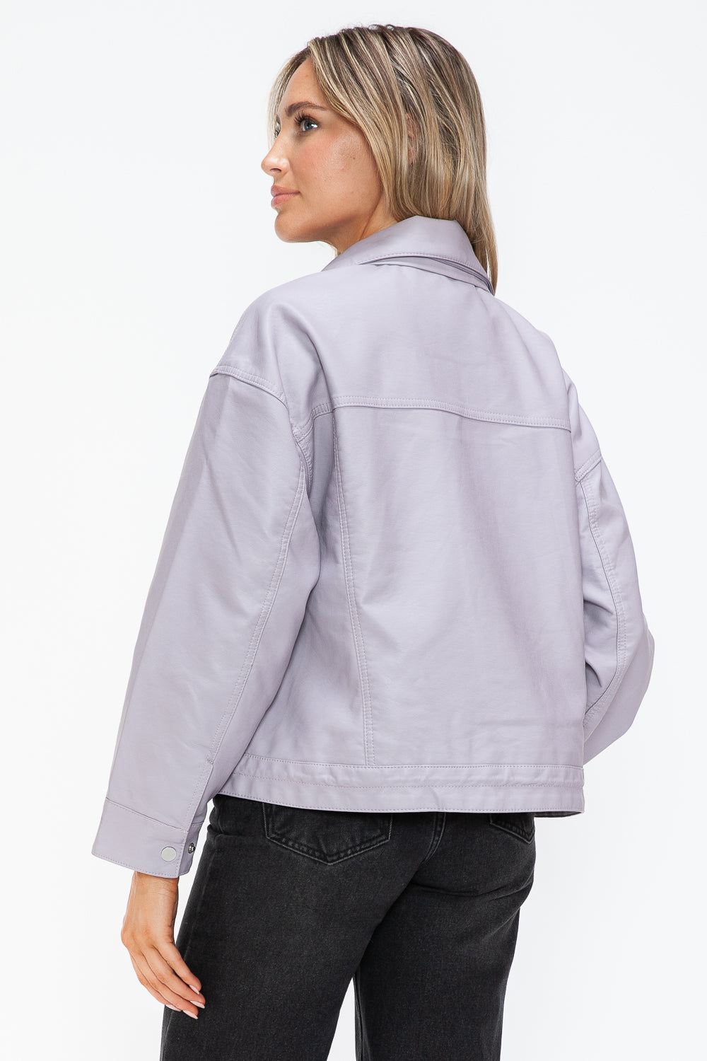 How Dare U Drawstring Hem PU Leather Zip Up Jacket 15444 | Gulf Resellers