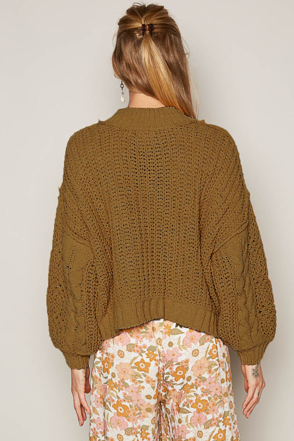POL Mock Neck Cable Knit Sweater 8759 | Gulf Resellers
