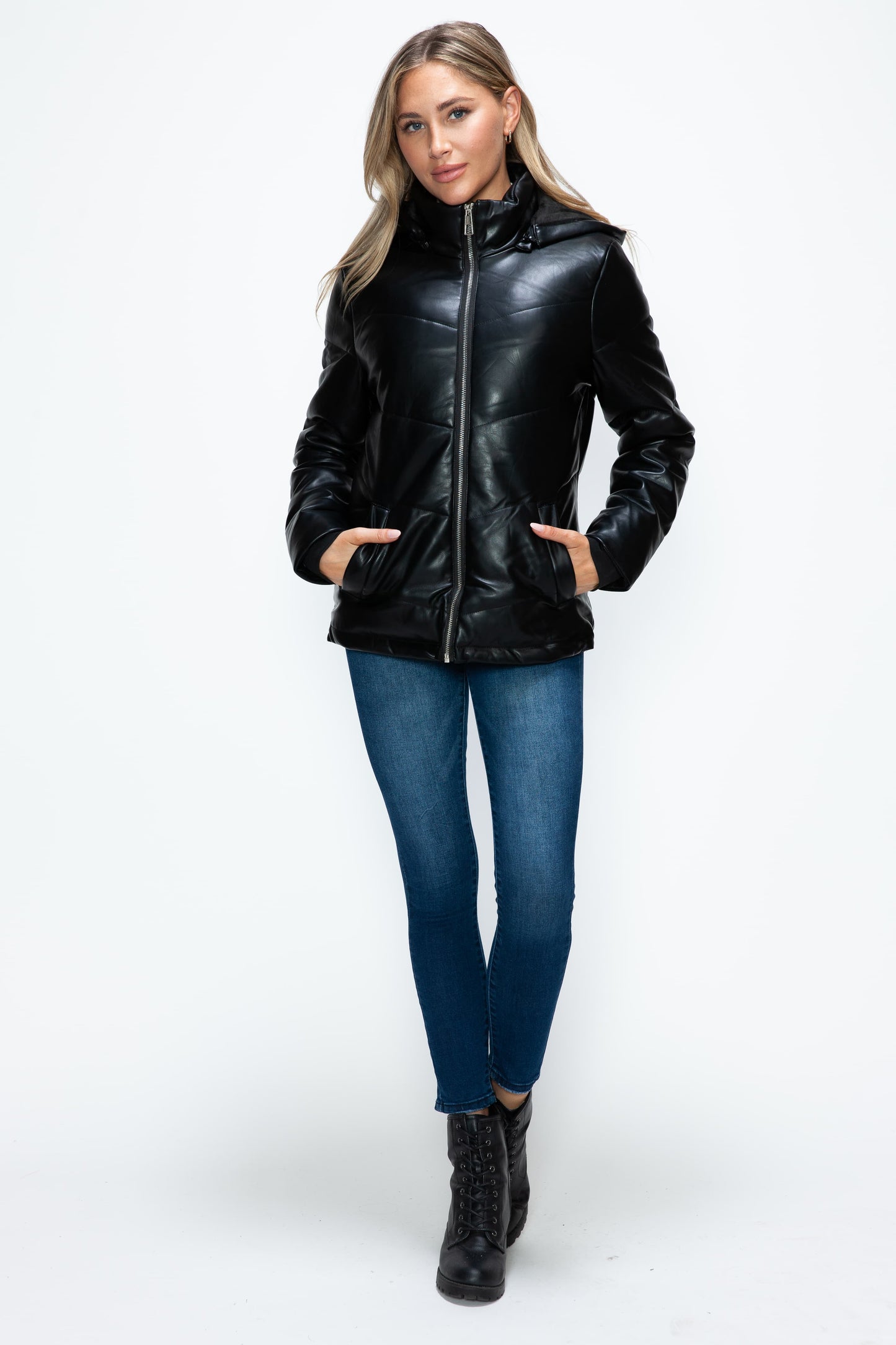 How Dare U Pocketed Zip Up Puffer Jacket with Removable Hood 15706 | Gulf Resellers