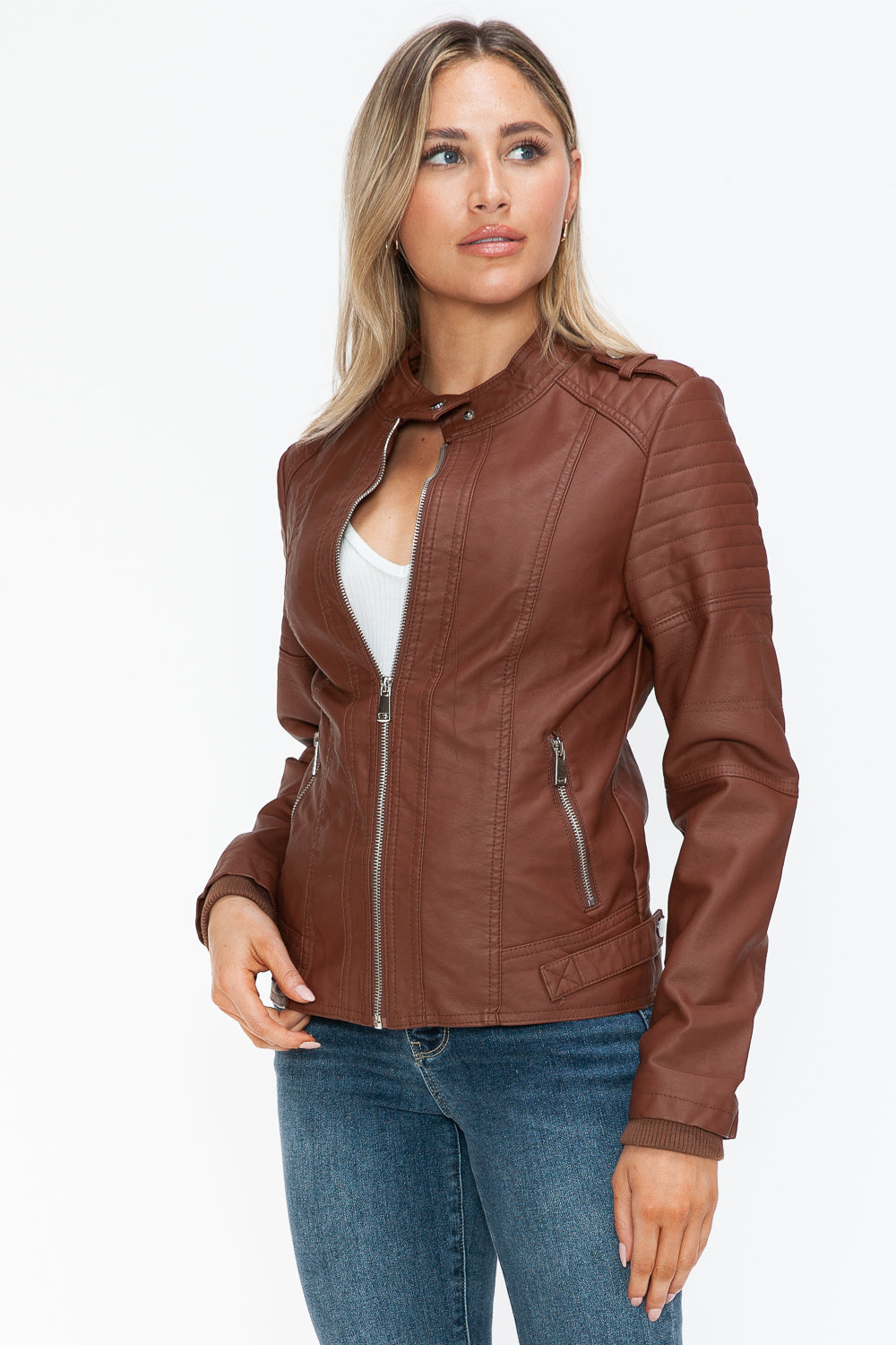 Snobbish PU Leather Biker Jacket with Side Zip Pockets 15208 | Gulf Resellers