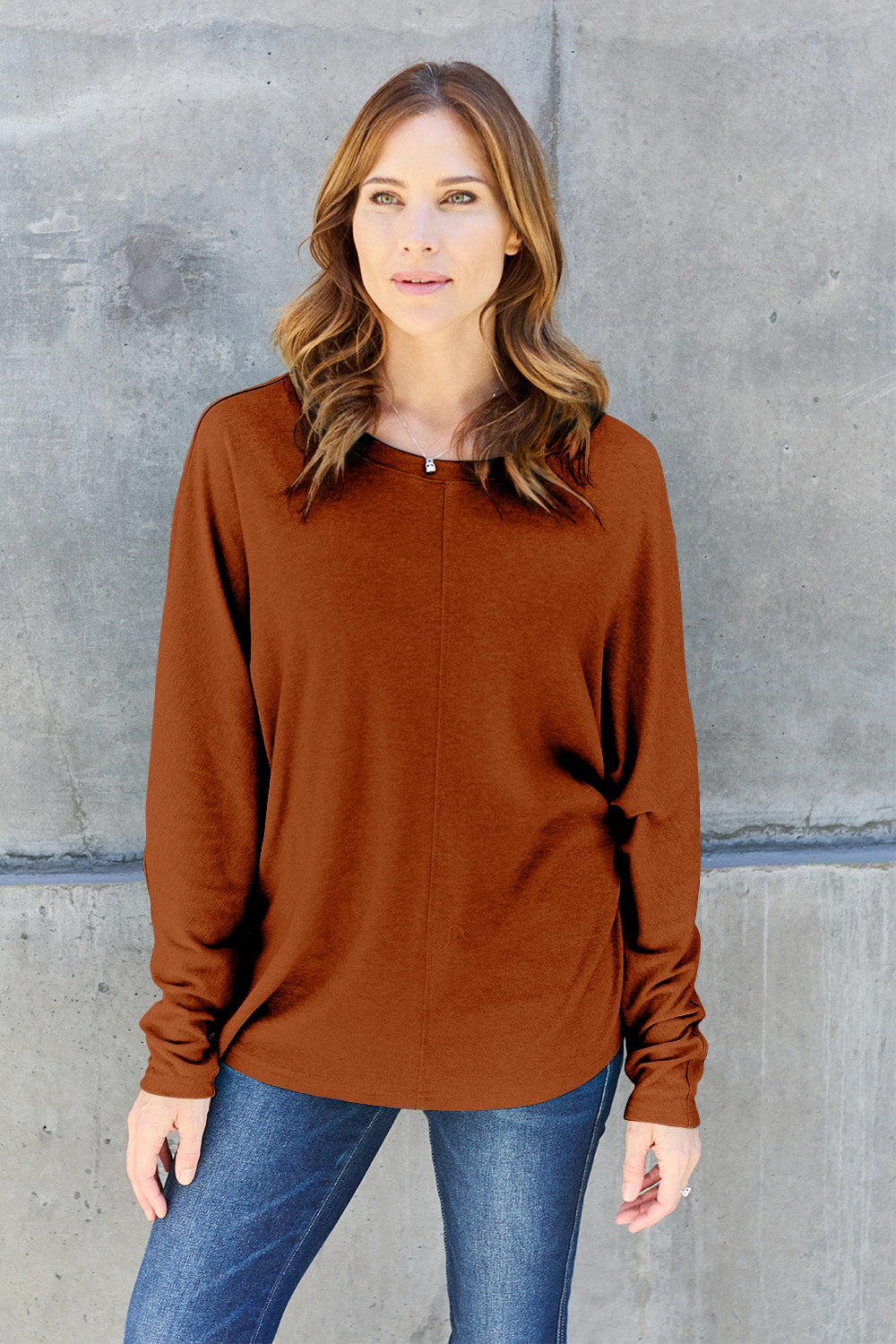 Double Take Full Size Round Neck Long Sleeve T-Shirt | Gulf Resellers