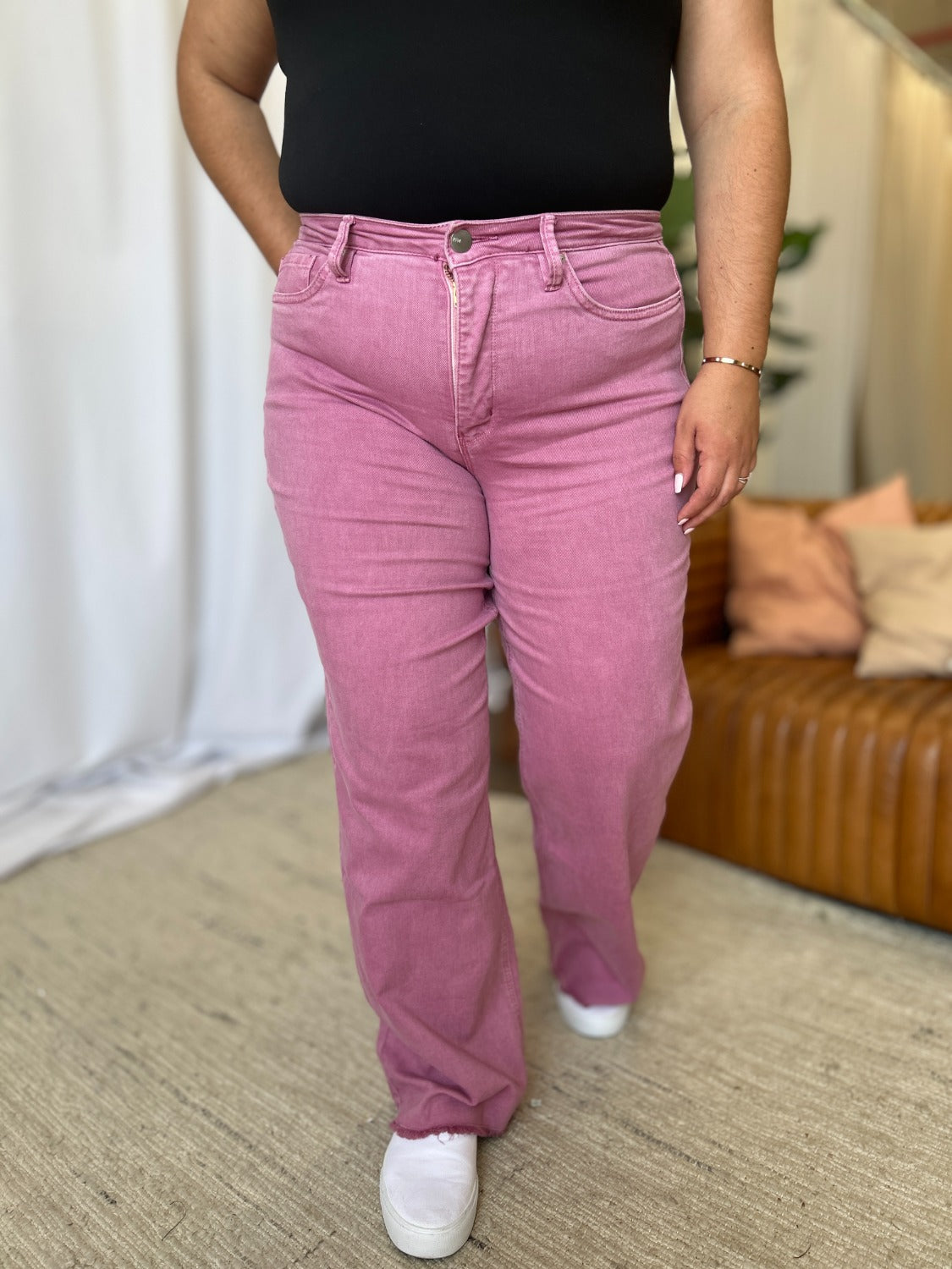 RFM Full Size High Rise Garment Dye Wide Leg Jeans 11163 | Gulf Resellers
