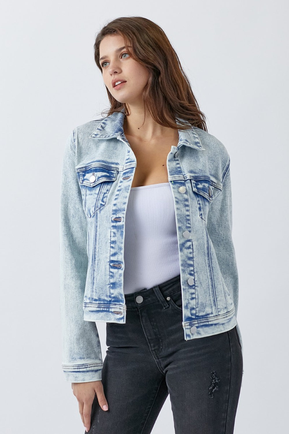 RISEN Button Up Washed Denim Jacket 13232 | Gulf Resellers