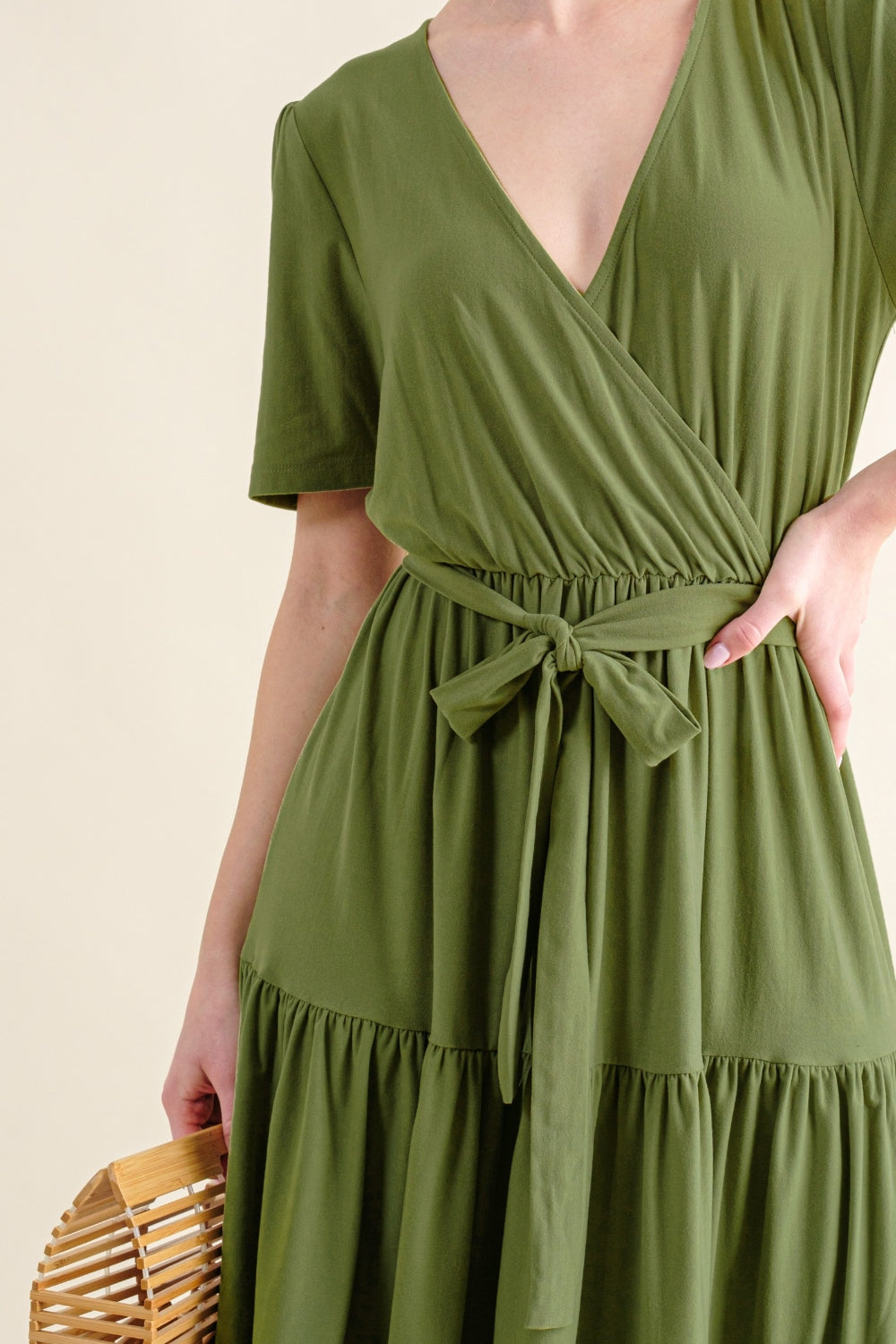 And The Why Soft Short Sleeve Tiered Midi Dress 6440 | Gulf Resellers