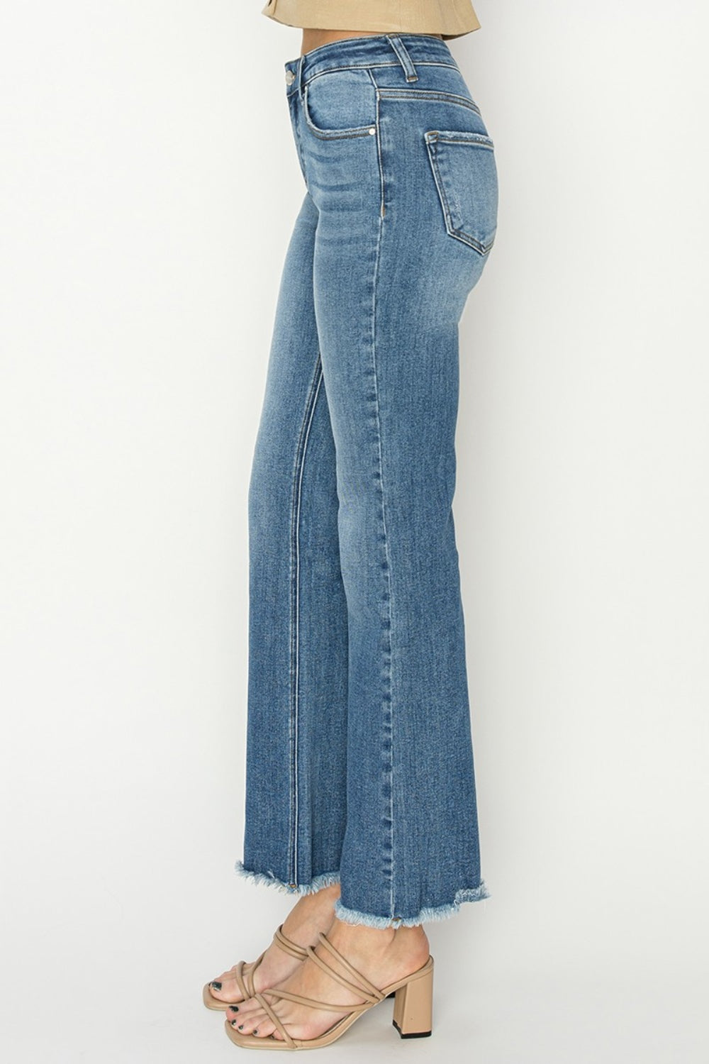 RISEN Mid-Rise Frayed Hem Bootcut Jeans 11251 | Gulf Resellers