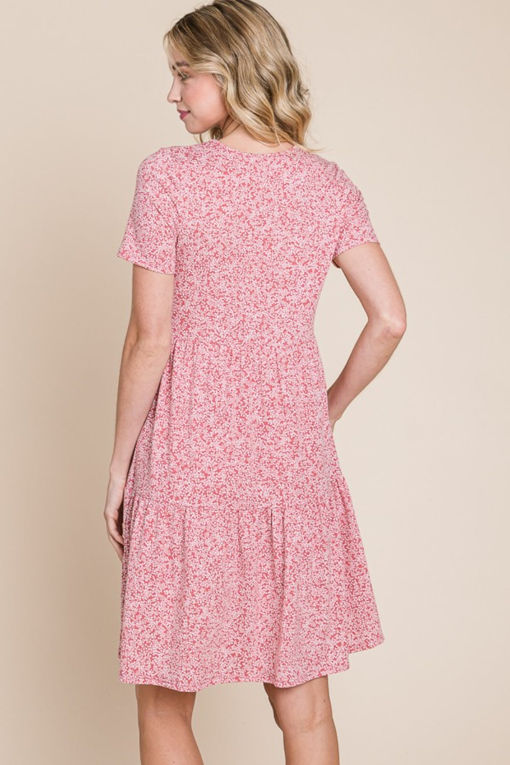 BOMBOM Printed Short Sleeve Mini Dress 6073 | Gulf Resellers