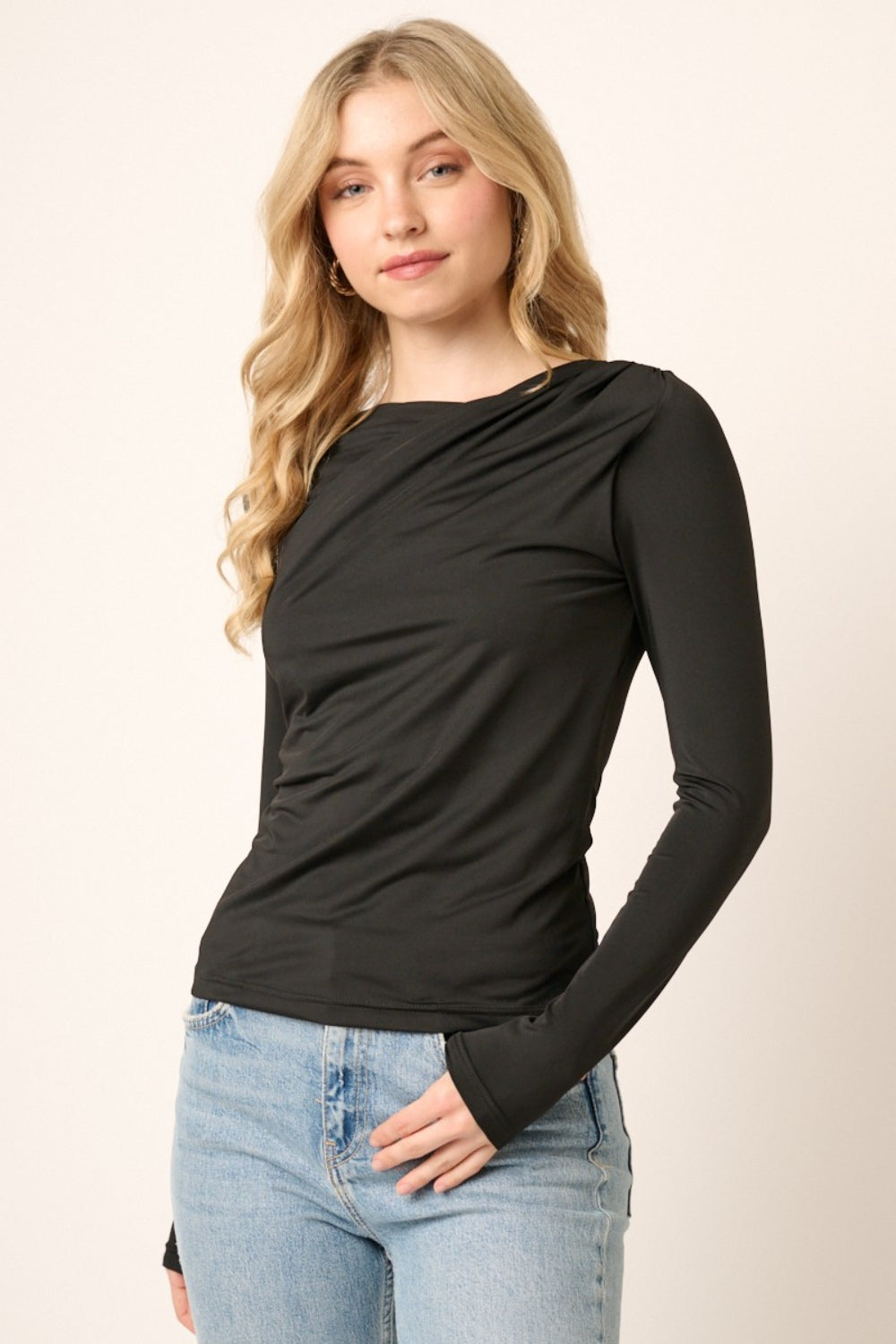 Mittoshop Ruched Long Sleeve Slim Top | Gulf Resellers
