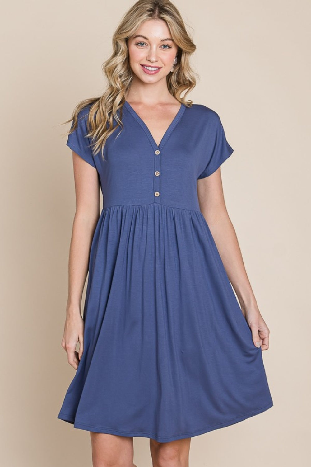 BOMBOM V-Neck Short Sleeve Dress 9328 | Gulf Resellers