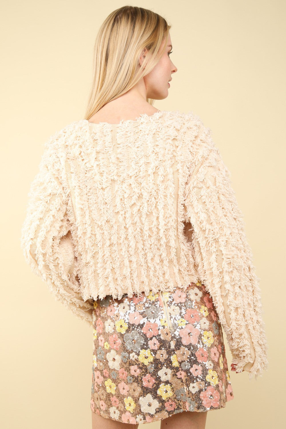 VERY J Shaggy Yarn Knit Zip Up Jacket 13467 | Gulf Resellers