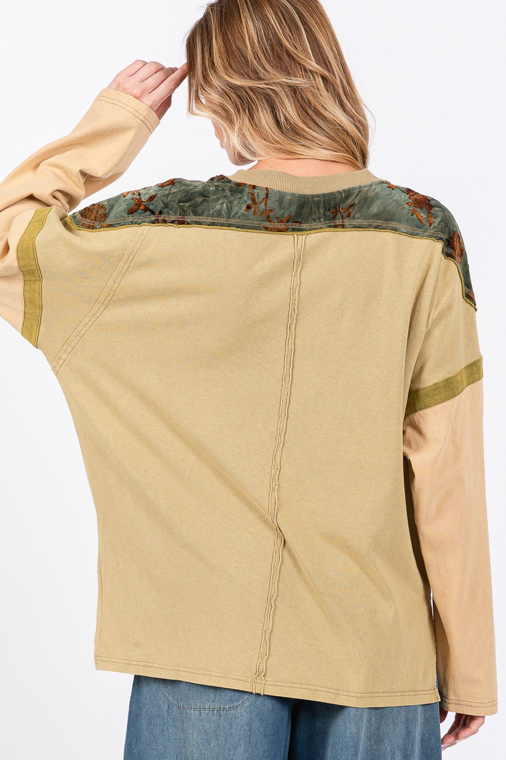 SAGE + FIG Star Patch Long Sleeve Color Block T-Shirt 18377 | Gulf Resellers