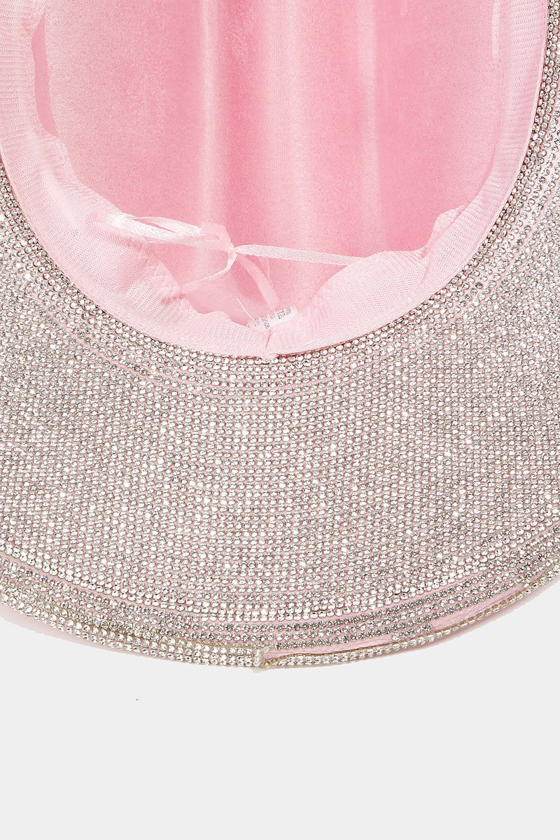 Fame Pave Rhinestone Trim Faux Suede Hat 8147 | Gulf Resellers