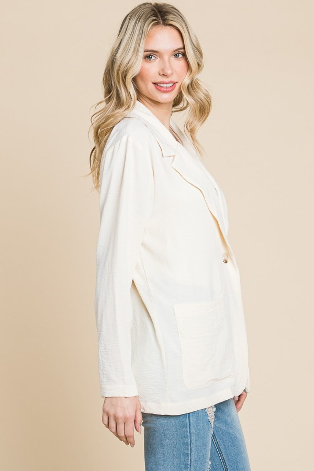 Culture Code One Button Long Sleeve Blazer with Pockets 13681 | Gulf Resellers