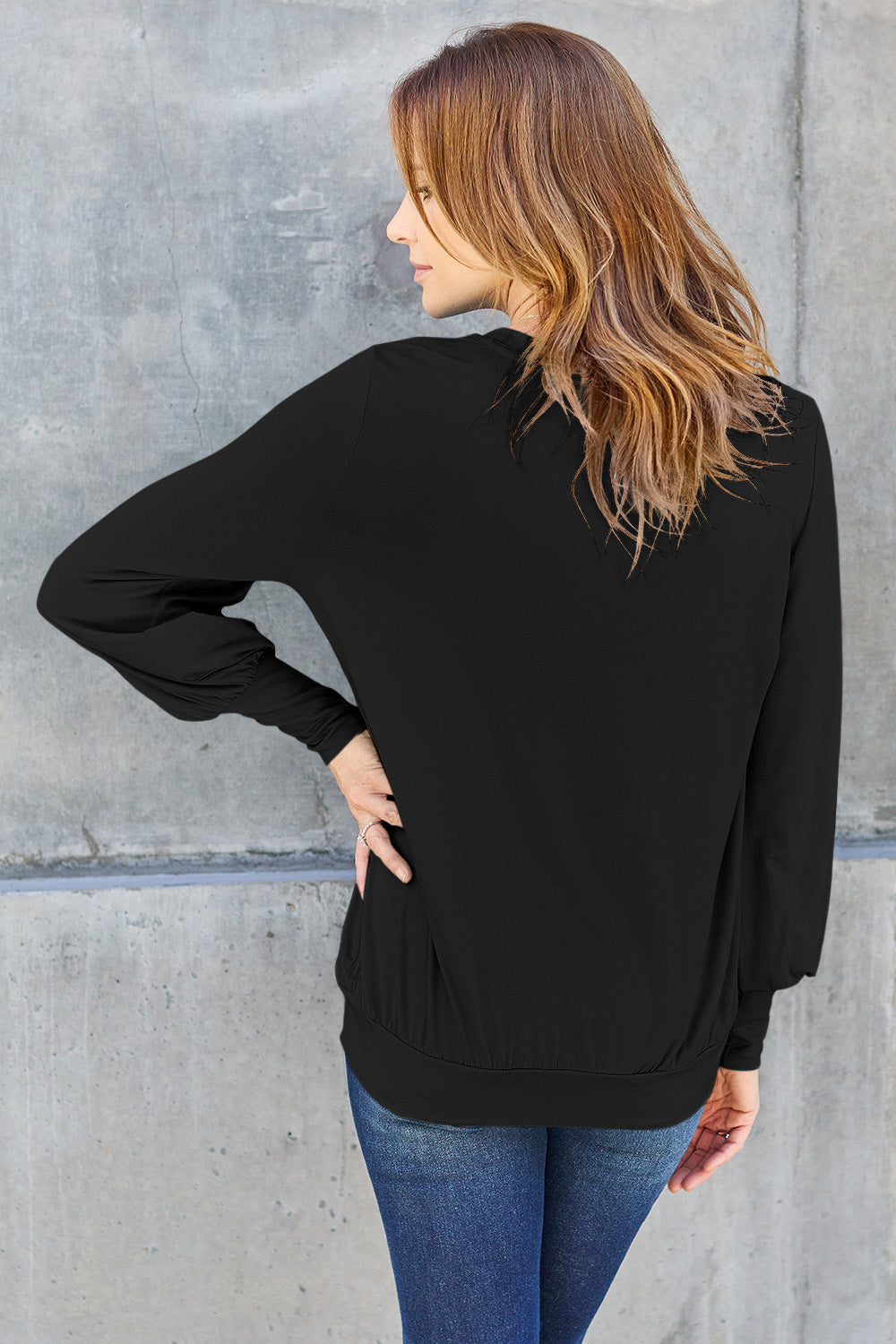 Basic Bae Full Size V-Neck Lantern Sleeve Top 6649 | Gulf Resellers