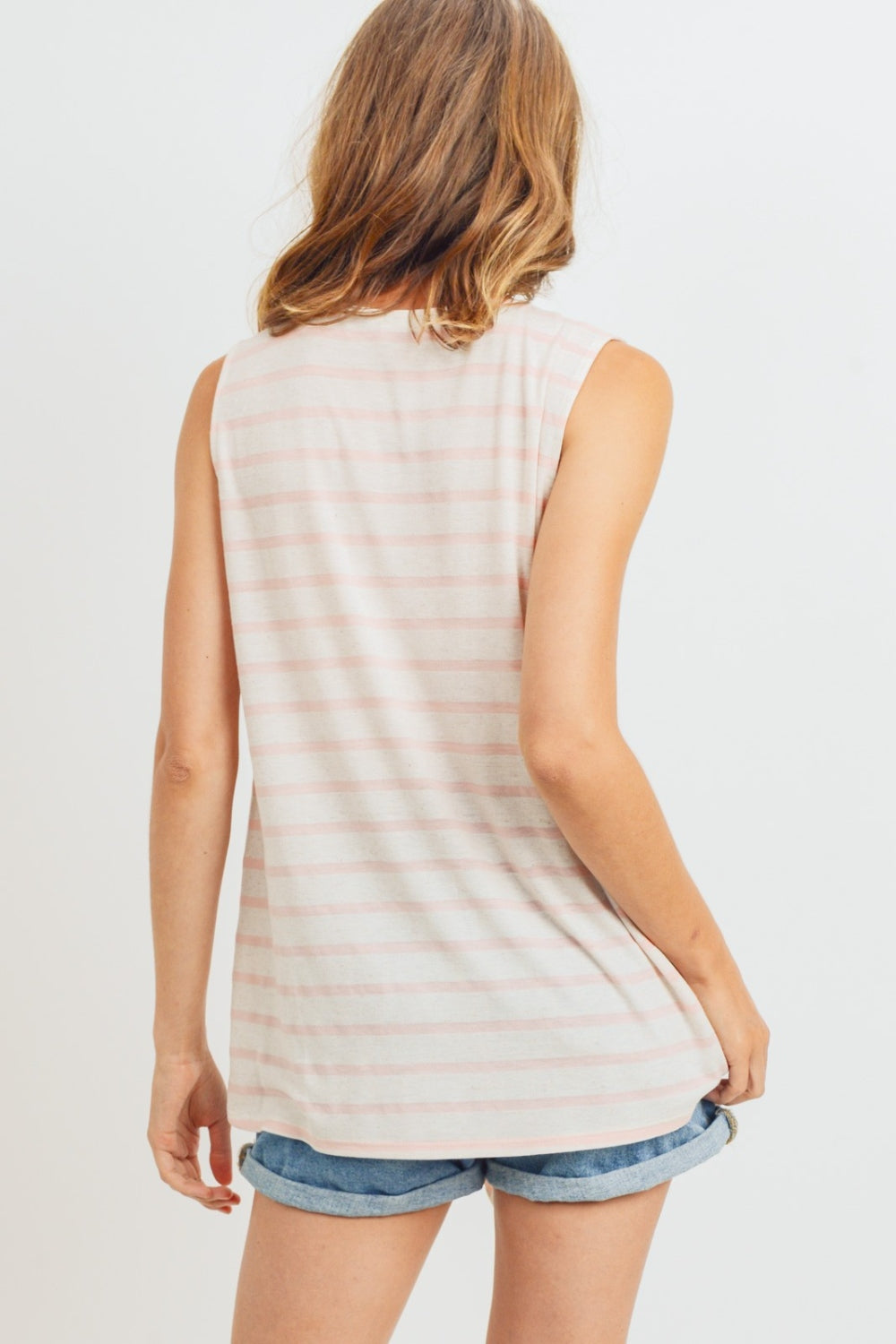 Cotton Bleu by Nu Label Sleeveless Front Tie Striped Top 16751 | Gulf Resellers