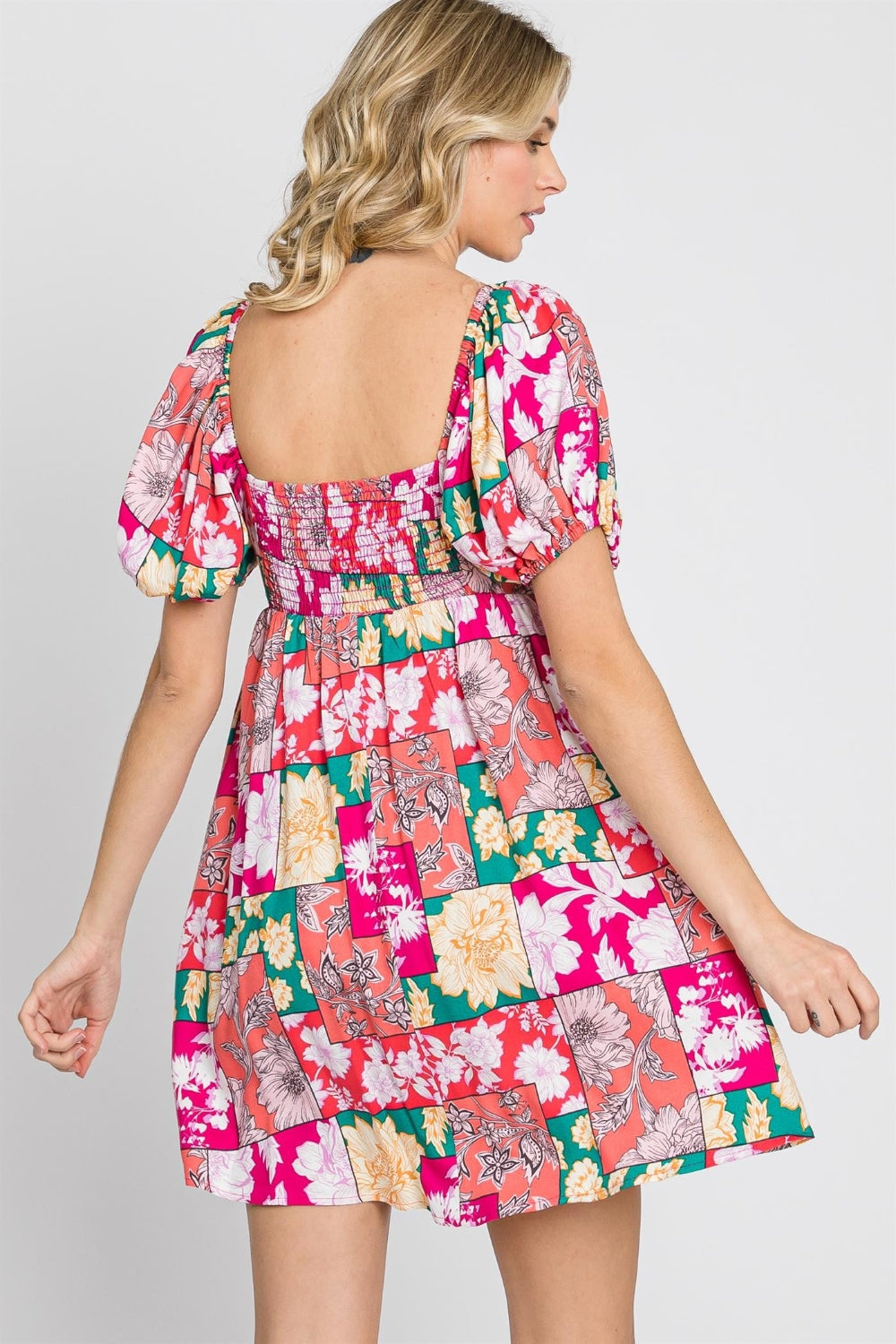 GeeGee Floral Ruff Sleeve Mini Dress 5150 | Gulf Resellers