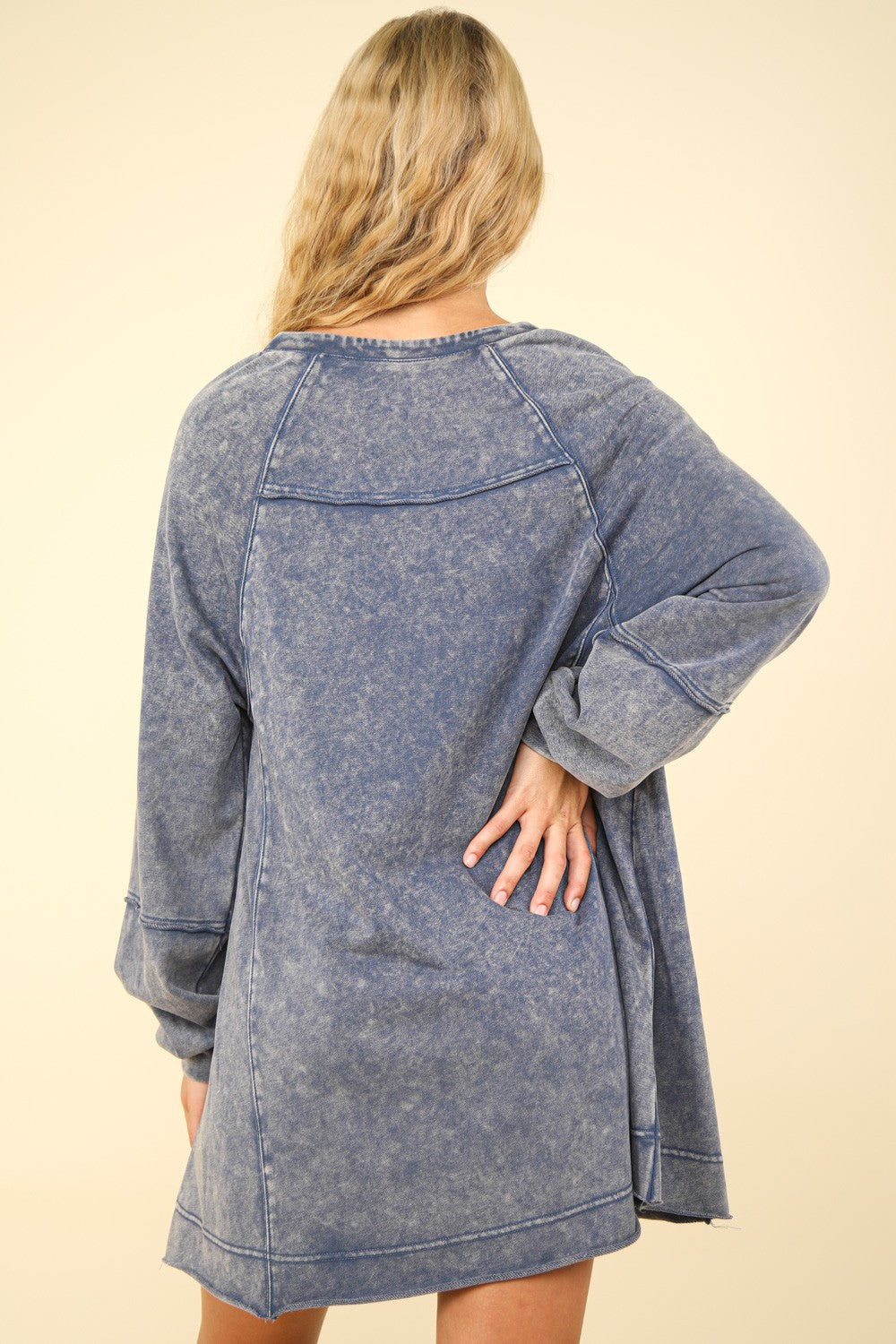 VERY J Mineral Washed Oversized A-Line Mini Dress 9508 | Gulf Resellers