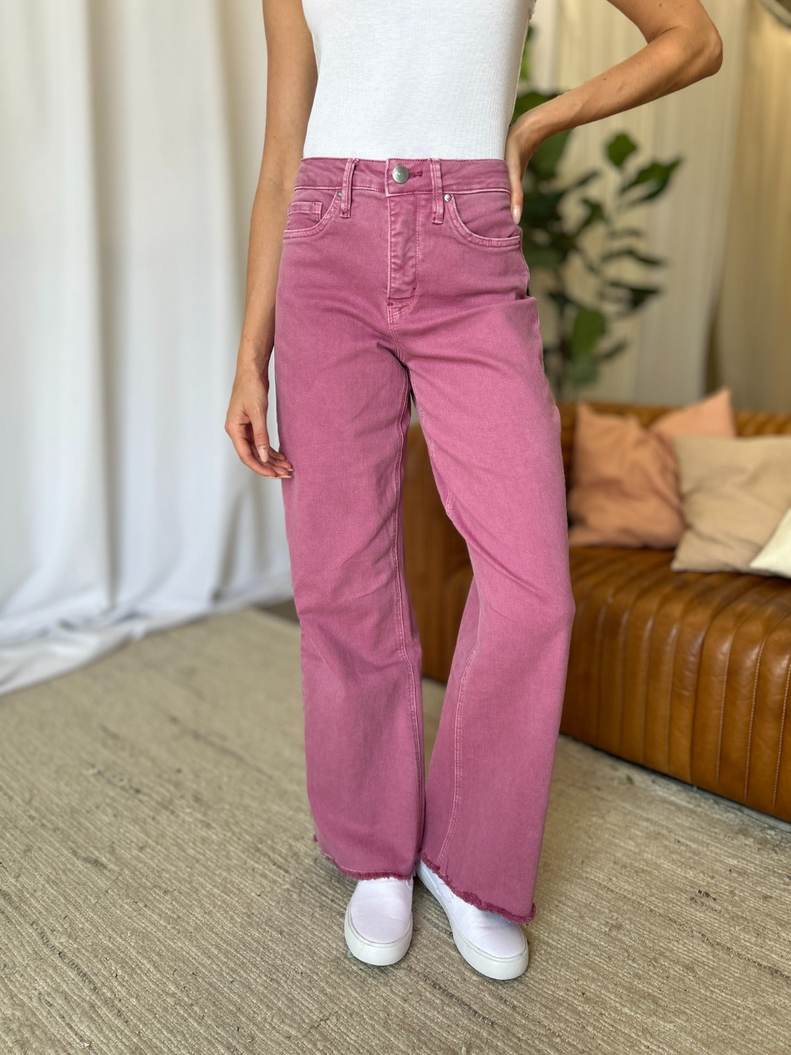 RFM Full Size High Rise Garment Dye Wide Leg Jeans 11154 | Gulf Resellers