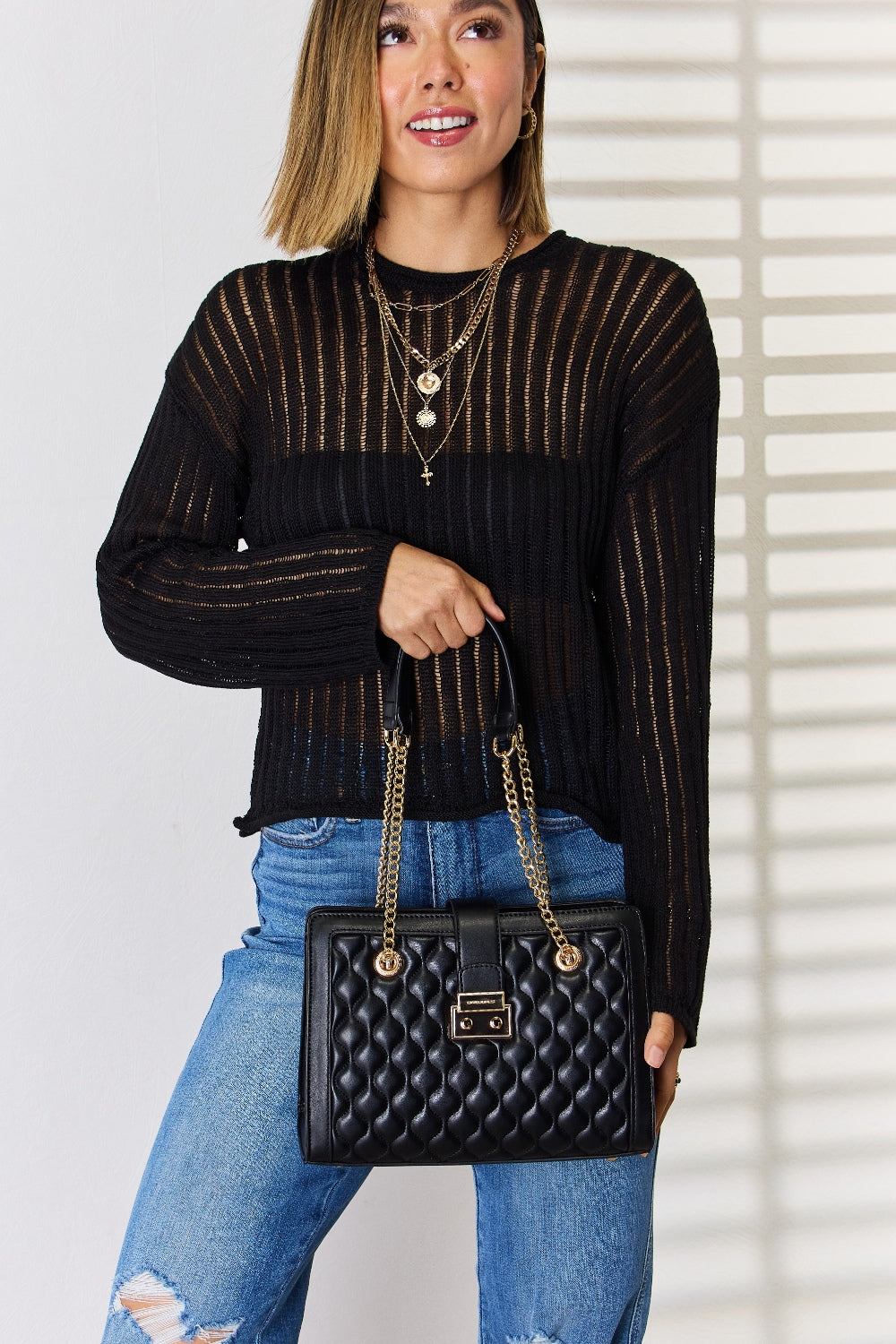 David Jones Quilted PU Leather Handbag 4664 | Gulf Resellers