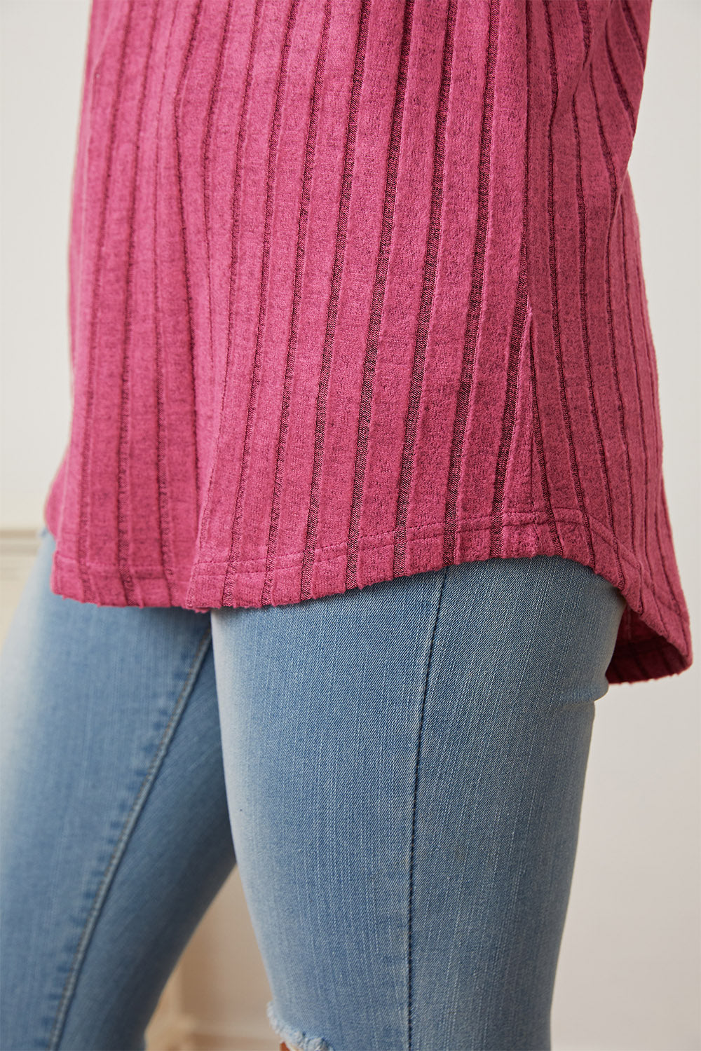 Basic Bae Full Size Ribbed Thumbhole Sleeve T-Shirt | Gulf Resellers