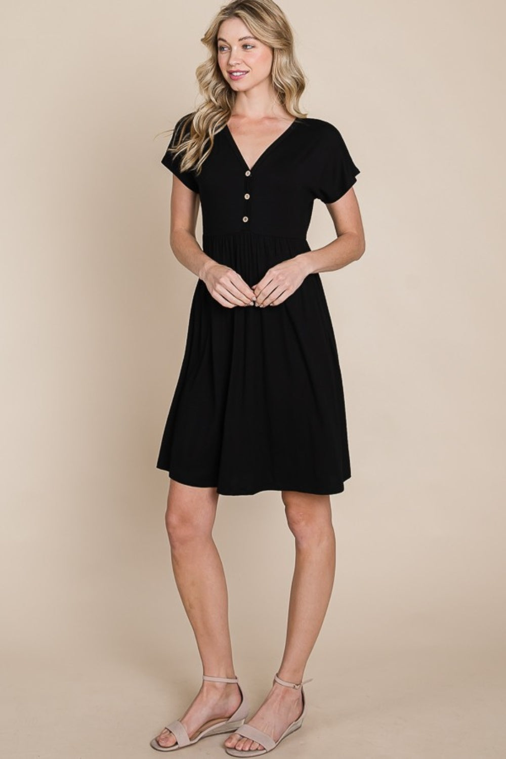 BOMBOM V-Neck Short Sleeve Dress 9673 | Gulf Resellers