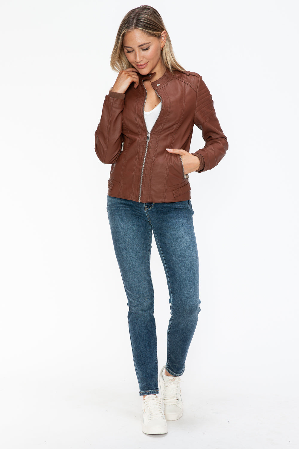Snobbish PU Leather Biker Jacket with Side Zip Pockets 15210 | Gulf Resellers